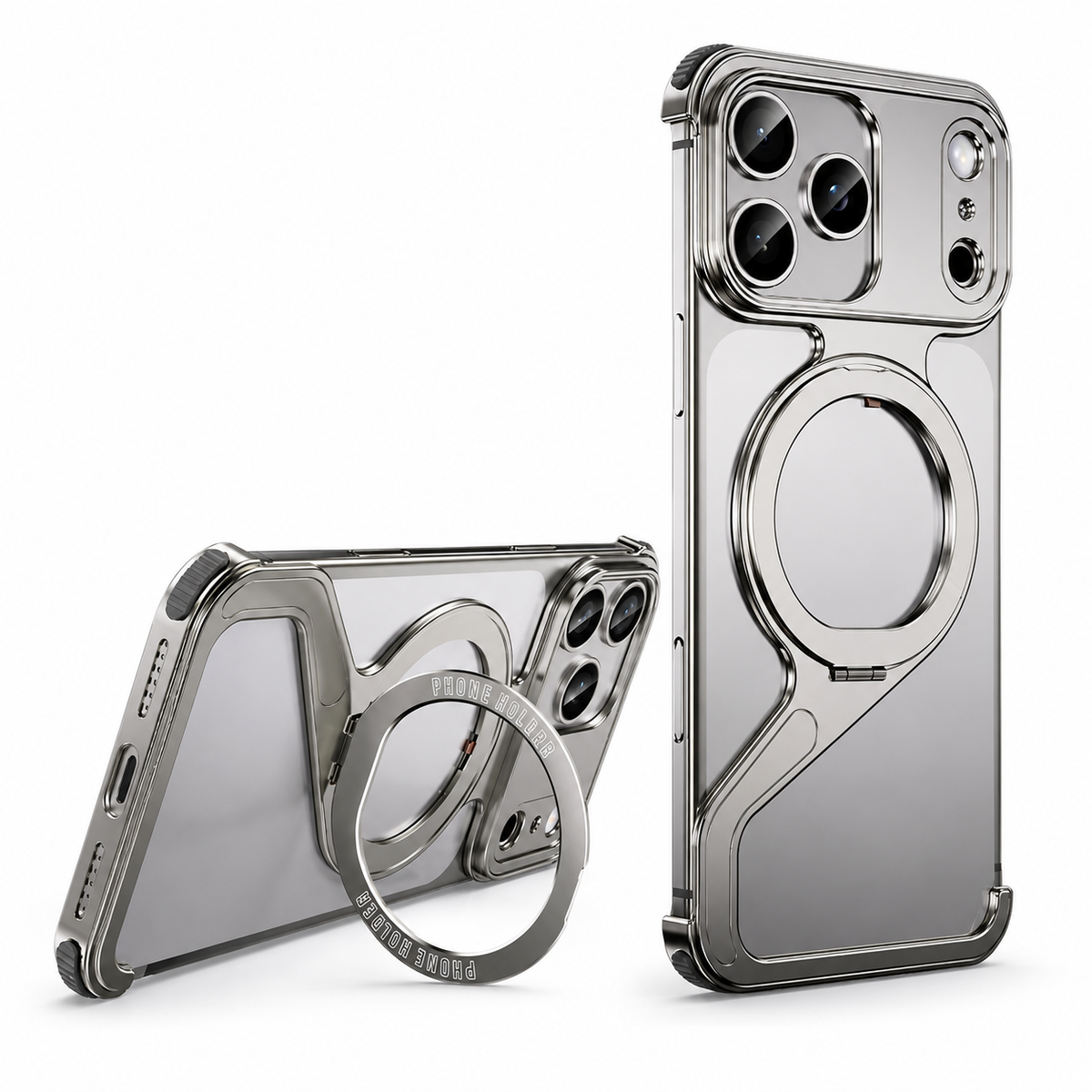 Premium iPhone Case MagSafe Compatible Aluminum Alloy Frameless Cover Shockproof Protection