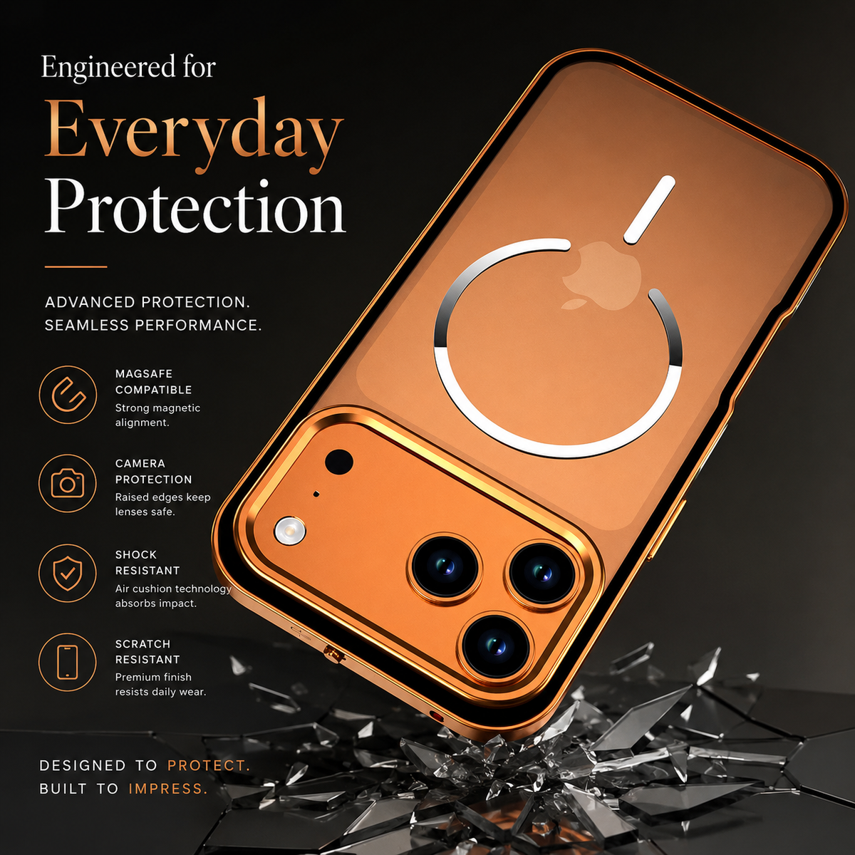 Premium iPhone Case MagSafe Compatible Aluminum Alloy Frosted Backplate Full Protection