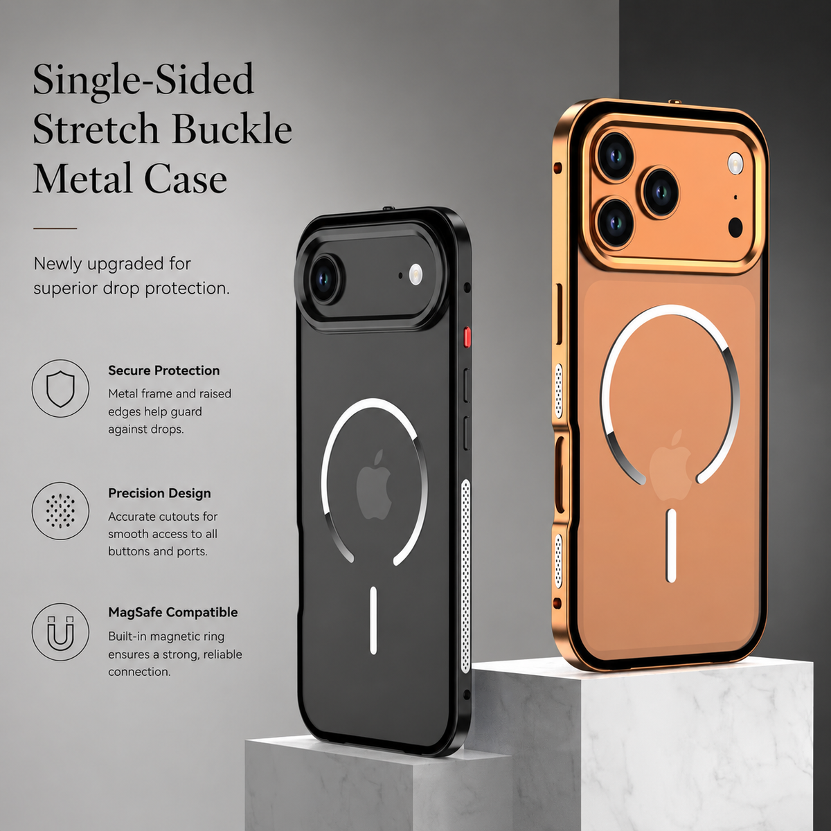 Premium iPhone Case MagSafe Compatible Aluminum Alloy Frosted Backplate Full Protection