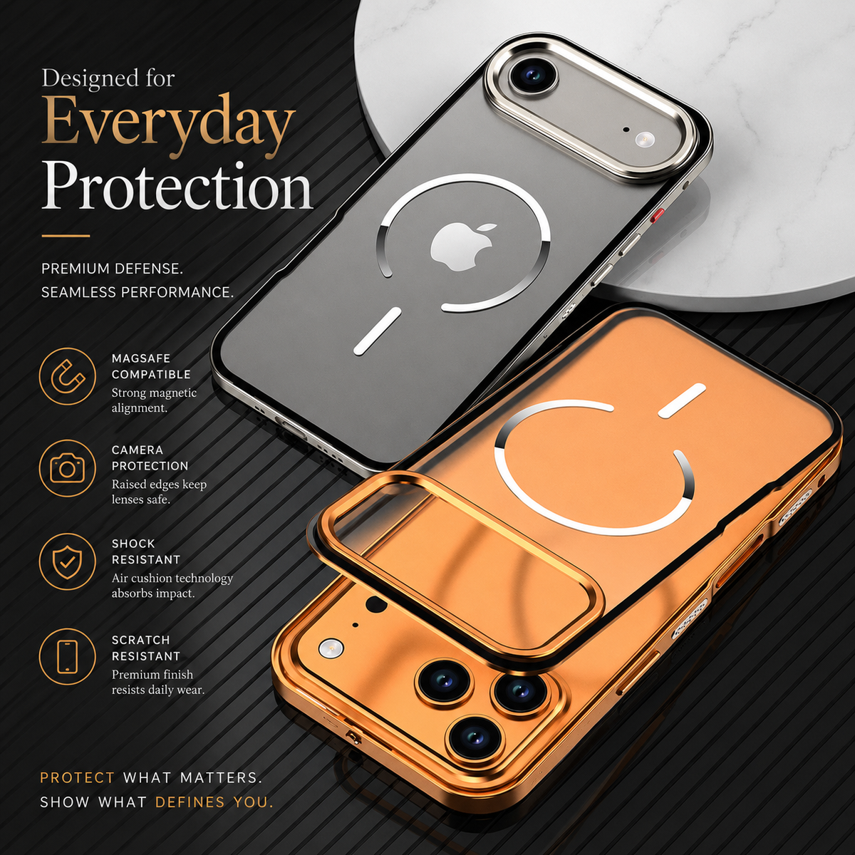 Premium iPhone Case MagSafe Compatible Aluminum Alloy Frosted Backplate Full Protection