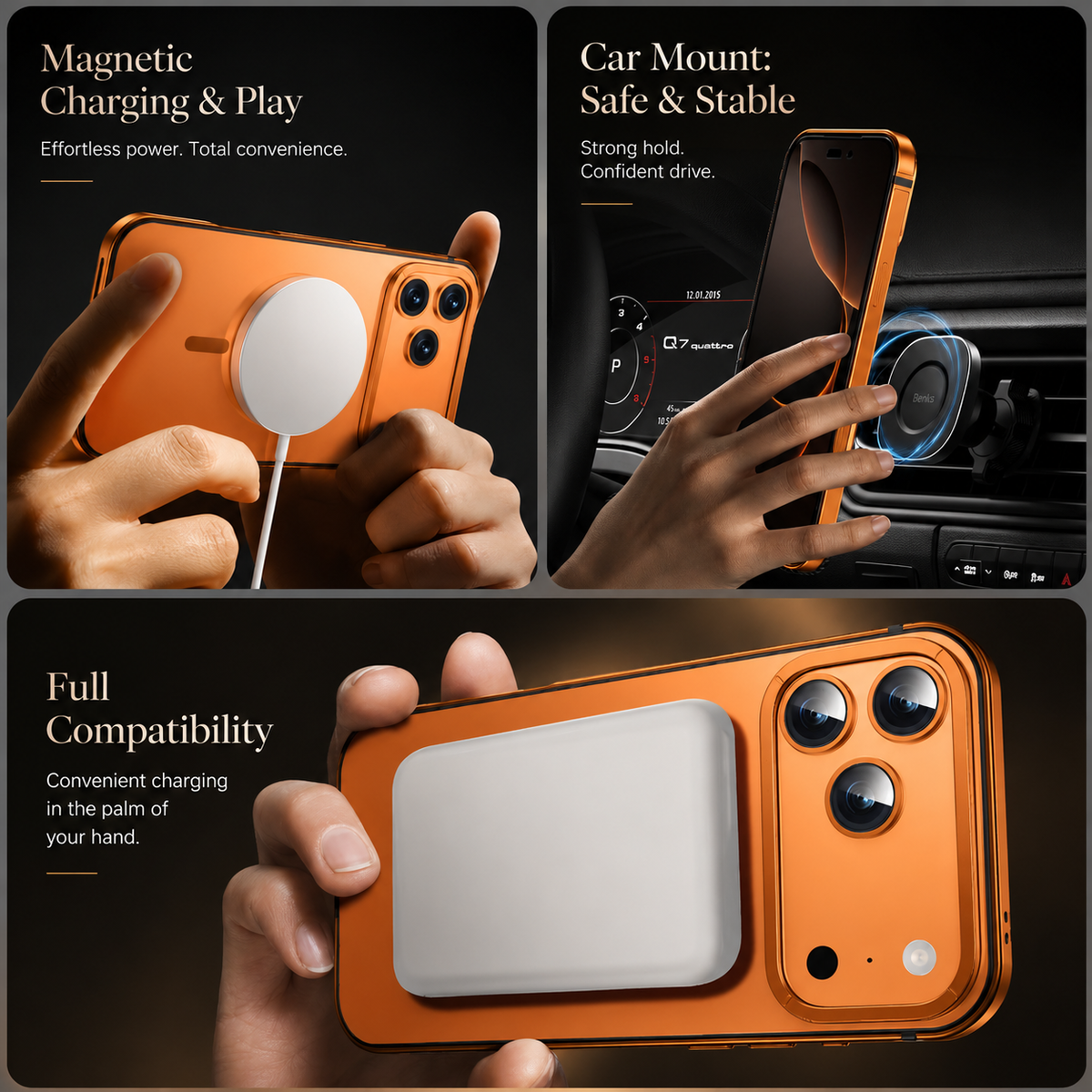 Premium iPhone Case MagSafe Compatible Aluminum Alloy Matte Cover Shockproof Camera Protection