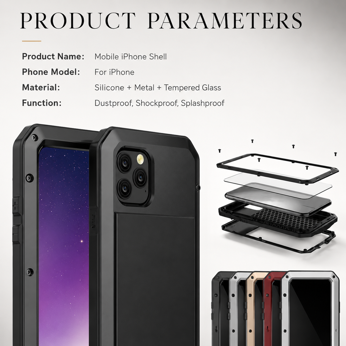 Premium iPhone Case MagSafe Compatible Aluminum Armor Bumper Cover Shockproof Full Protection
