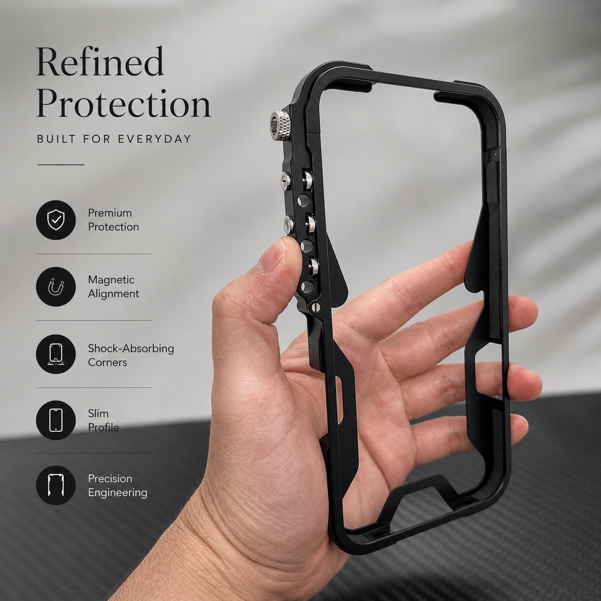Premium iPhone Case MagSafe Compatible Aluminum Armor Bumper Cover Shockproof Heavy Duty Slim Design