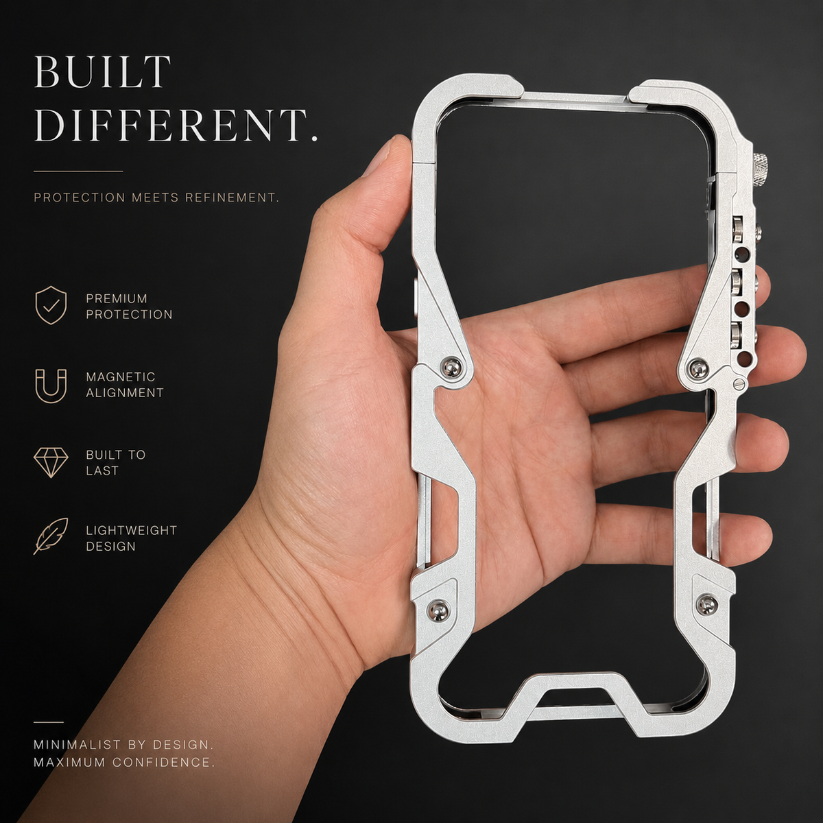 Premium iPhone Case MagSafe Compatible Aluminum Armor Bumper Cover Shockproof Heavy Duty Slim Design