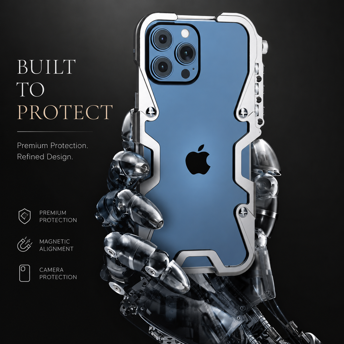 Premium iPhone Case MagSafe Compatible Aluminum Armor Bumper Cover Shockproof Heavy Duty Slim Design