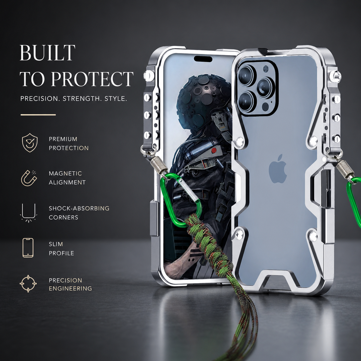 Premium iPhone Case MagSafe Compatible Aluminum Armor Bumper Cover Shockproof Heavy Duty Slim Design