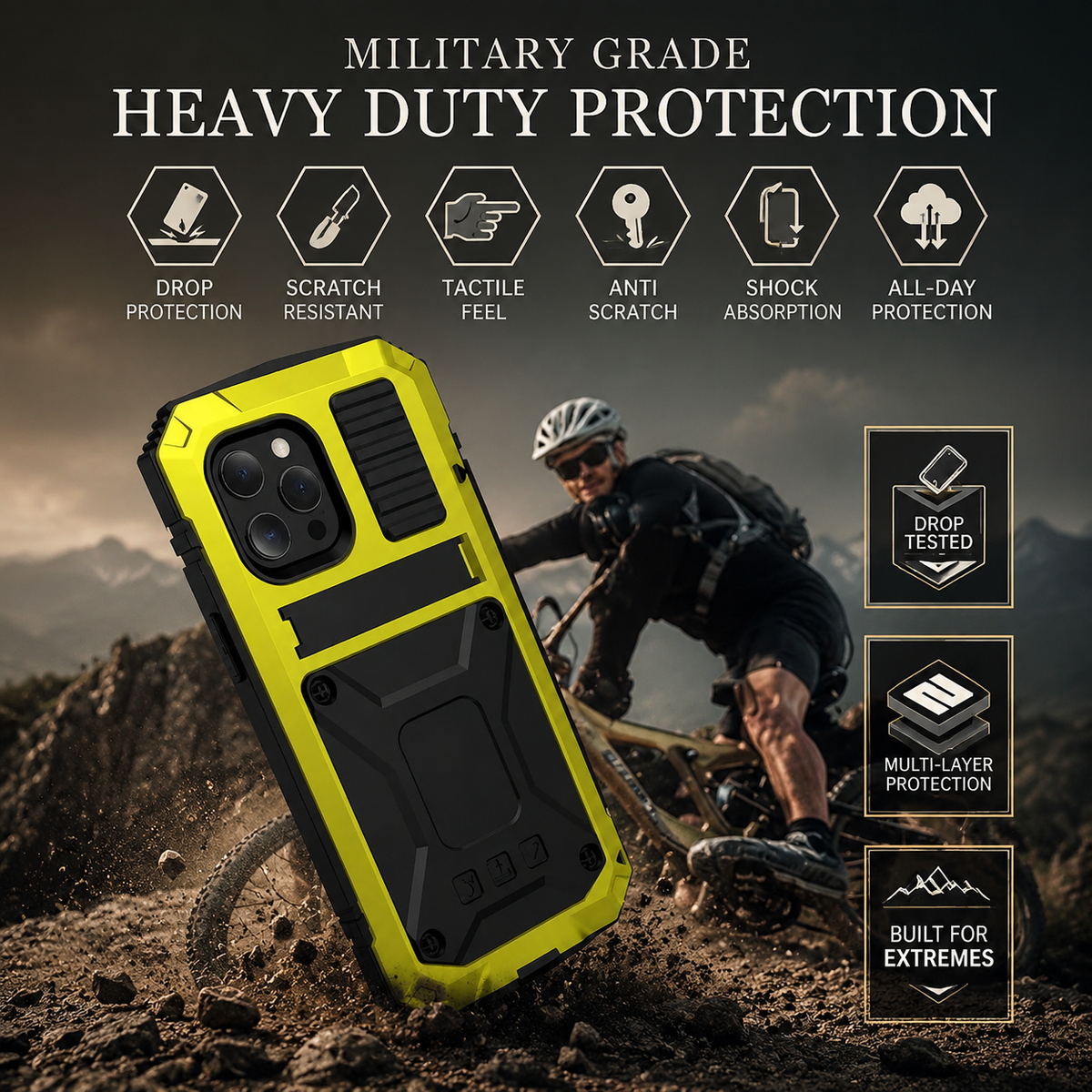 Premium iPhone Case MagSafe Compatible Aluminum Armor Cover IP54 Shockproof Full Body Protection