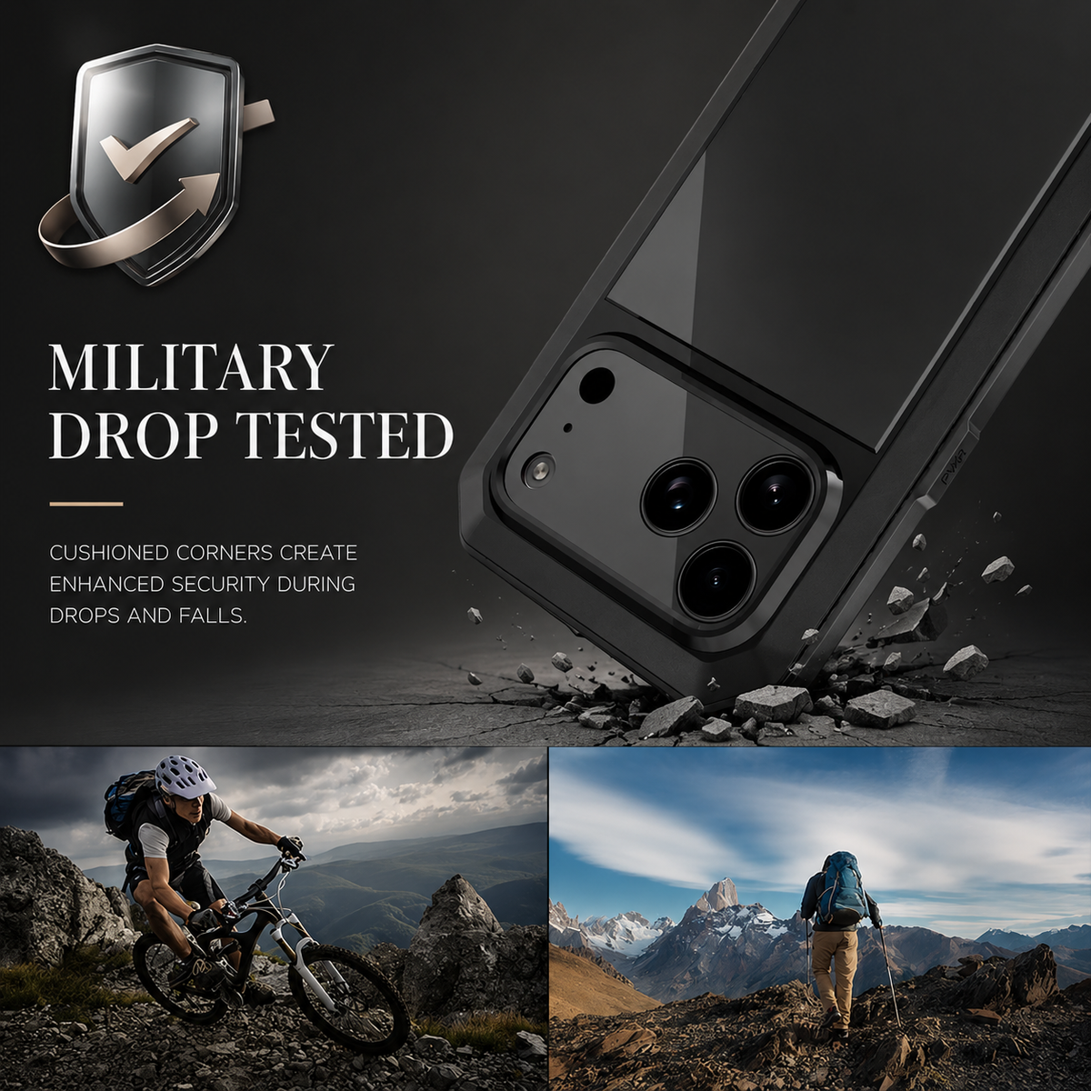 Premium iPhone Case MagSafe Compatible Aluminum Armor Frame Cover Heavy Duty Shockproof Built-in Glass Screen Protection