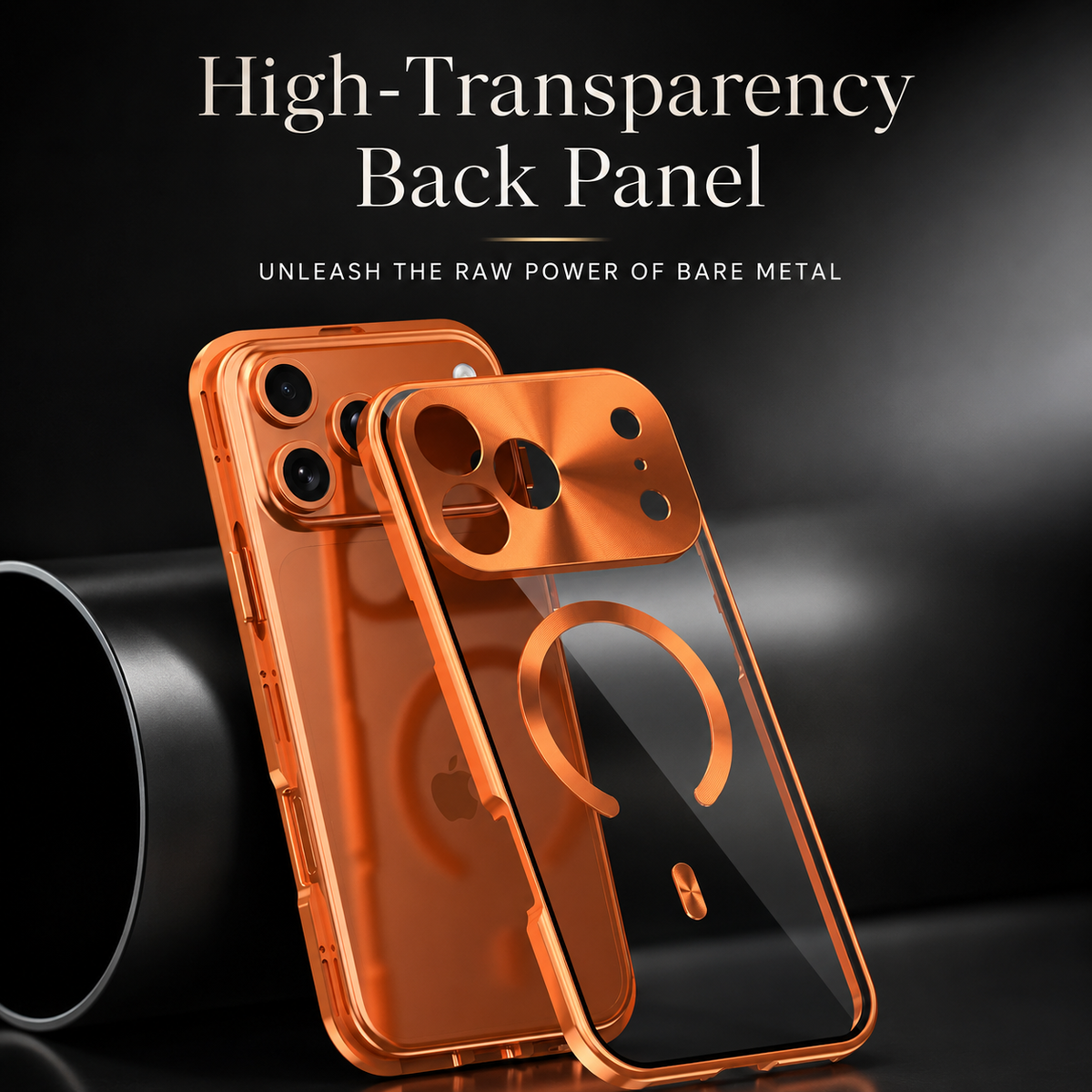 Premium iPhone Case MagSafe Compatible Aluminum Frame Cover Privacy Screen Protector Clear Back Shockproof Camera Lens Protection
