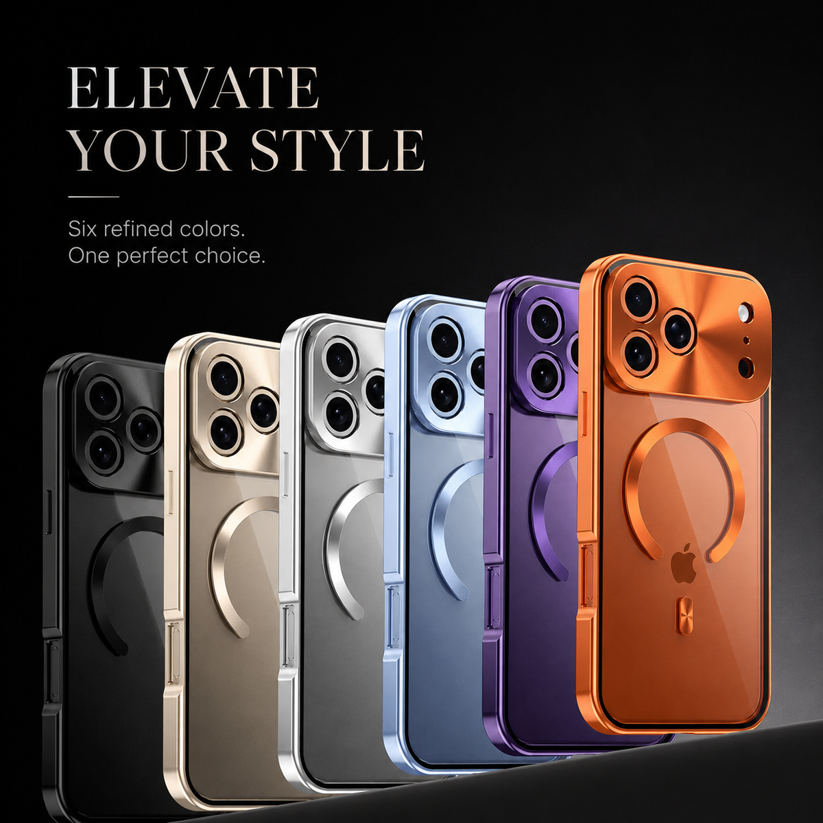 Premium iPhone Case MagSafe Compatible Aluminum Frame Cover Privacy Screen Protector Clear Back Shockproof Camera Lens Protection