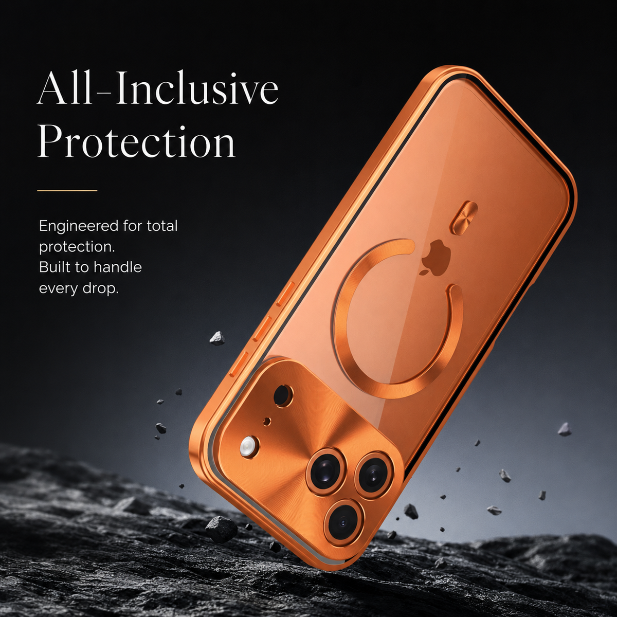 Premium iPhone Case MagSafe Compatible Aluminum Frame Cover Privacy Screen Protector Clear Back Shockproof Camera Lens Protection