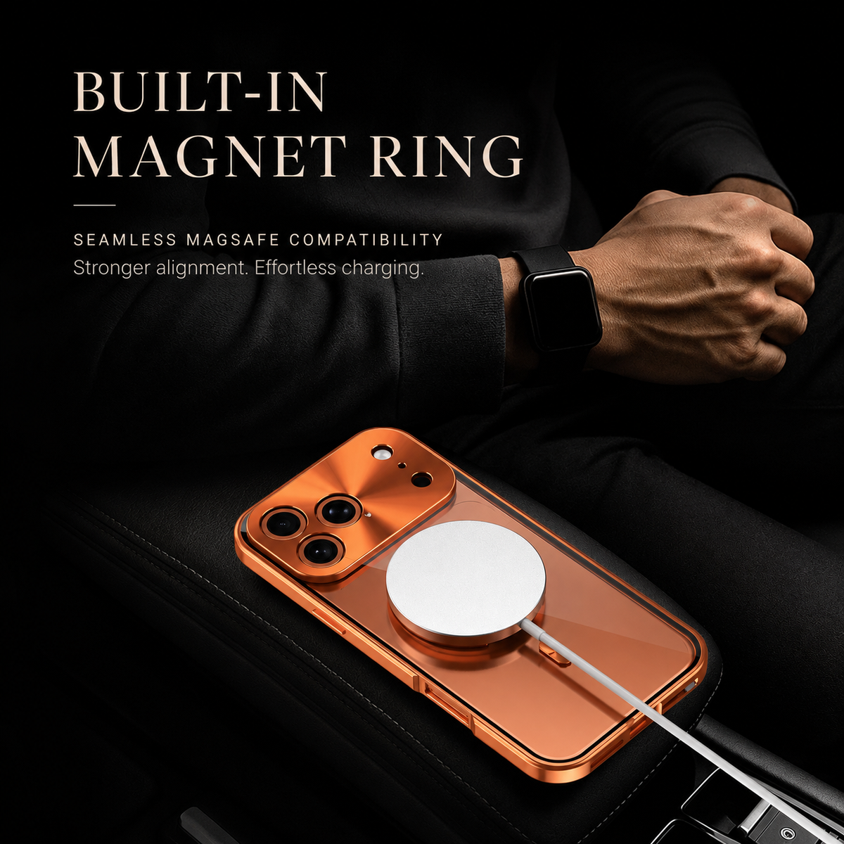 Premium iPhone Case MagSafe Compatible Aluminum Frame Cover Privacy Screen Protector Clear Back Shockproof Camera Lens Protection