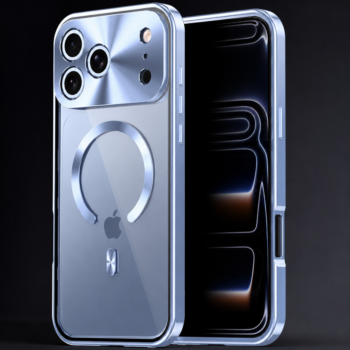 Premium iPhone Case MagSafe Compatible Aluminum Frame Cover Privacy Screen Protector Clear Back Shockproof Camera Lens Protection