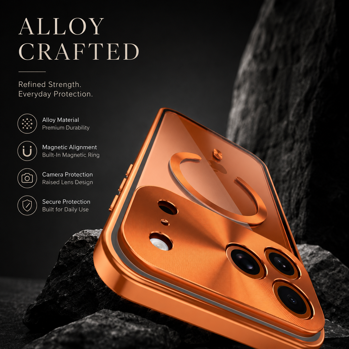 Premium iPhone Case MagSafe Compatible Aluminum Frame Cover Privacy Screen Protector Clear Back Shockproof Camera Lens Protection
