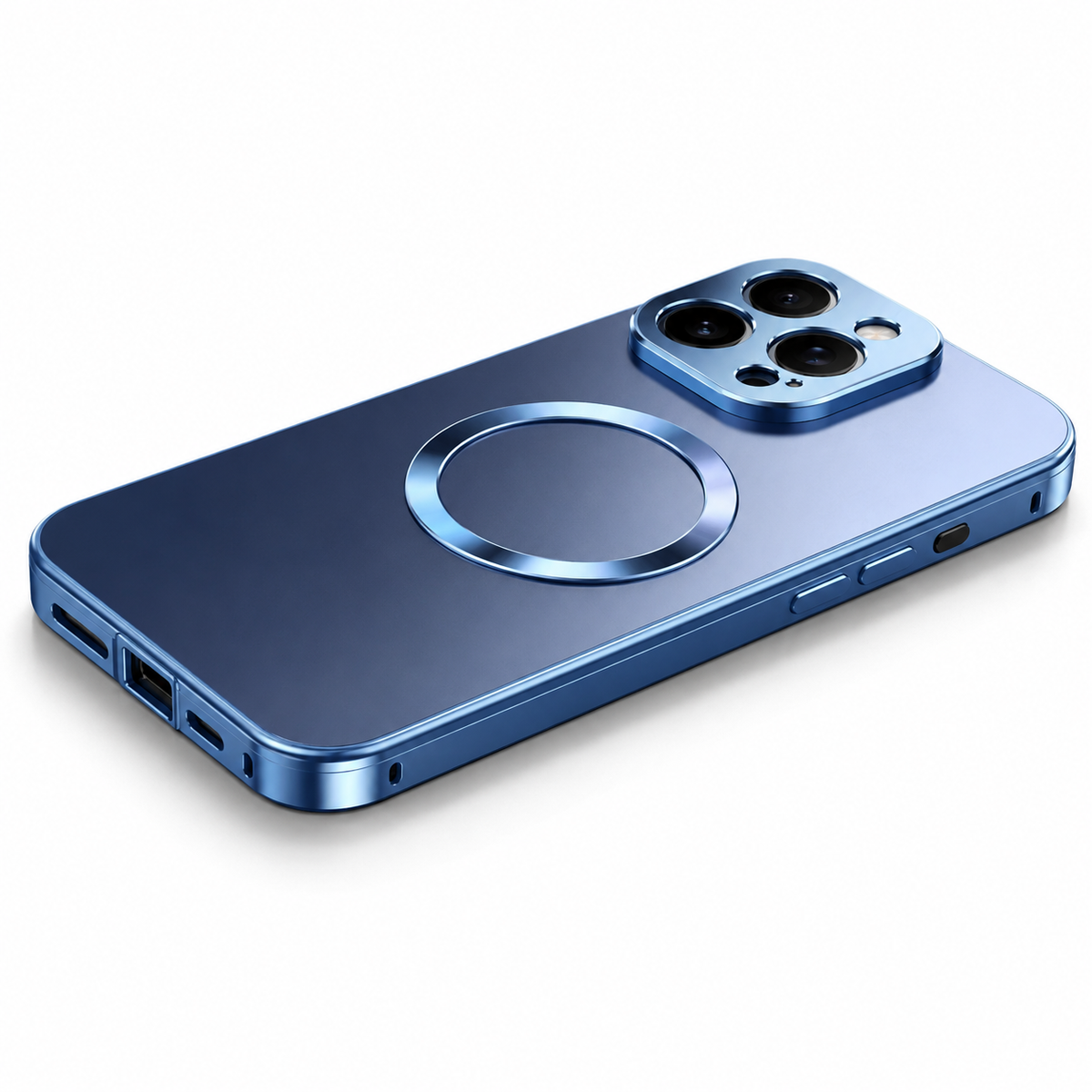 Premium iPhone Case MagSafe Compatible Aluminum Magnetic Frame Frosted PC Cover Shockproof Protection