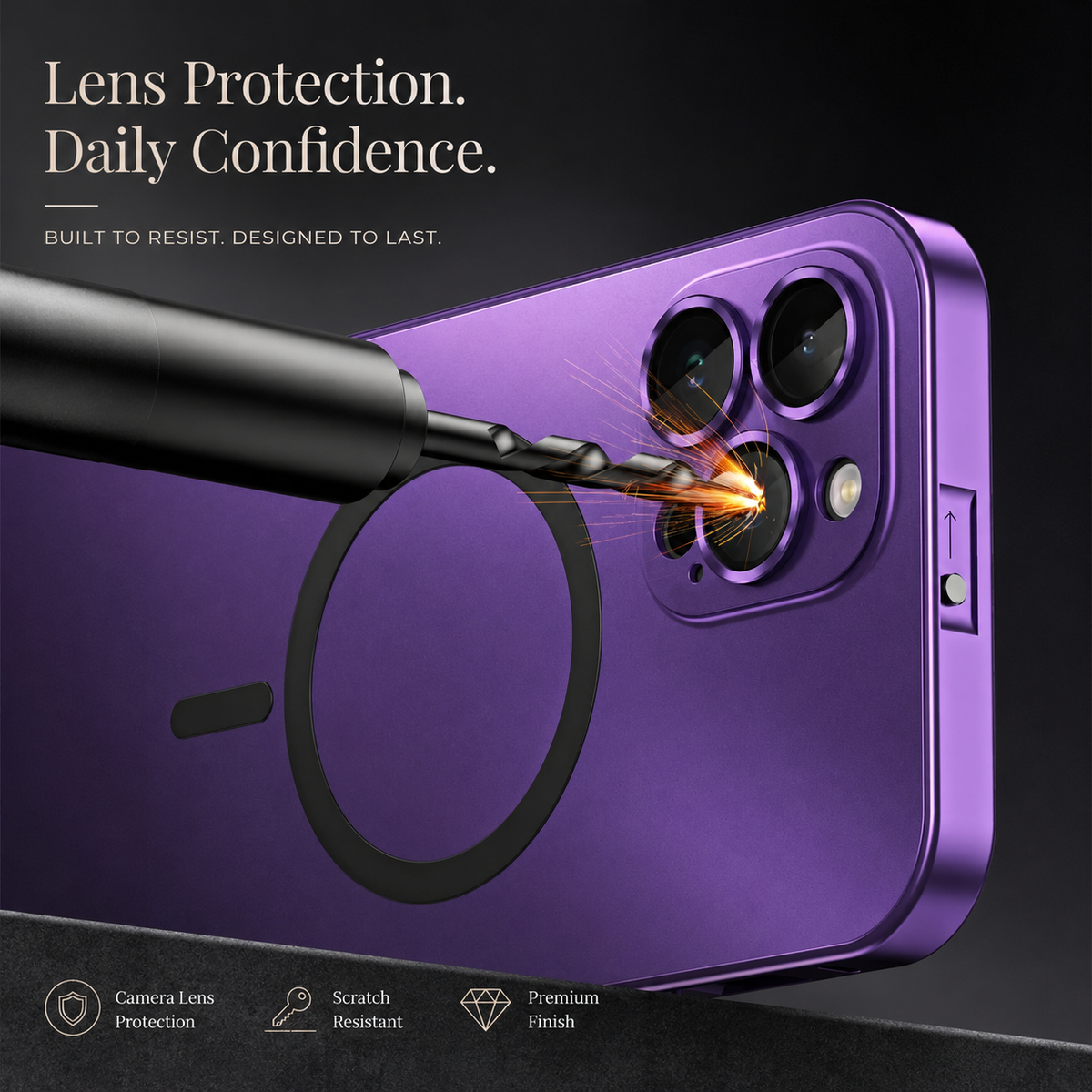 Premium iPhone Case MagSafe Compatible Aluminum Metal Frame Cover PC Back Shockproof Camera Lens Protection Ultra Thin Full Protection