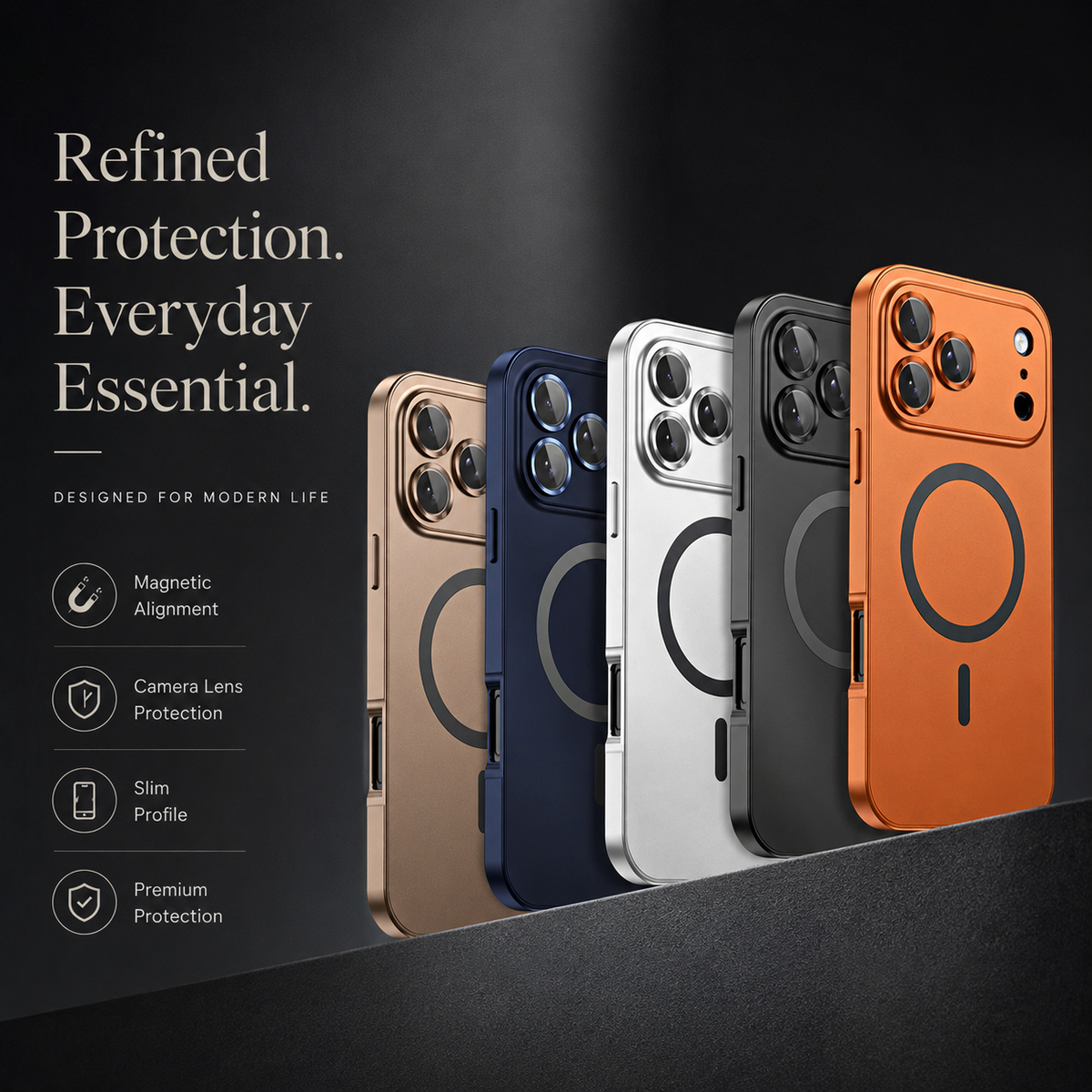Premium iPhone Case MagSafe Compatible Aluminum Metal Frame Cover PC Back Shockproof Camera Lens Protection Ultra Thin Full Protection