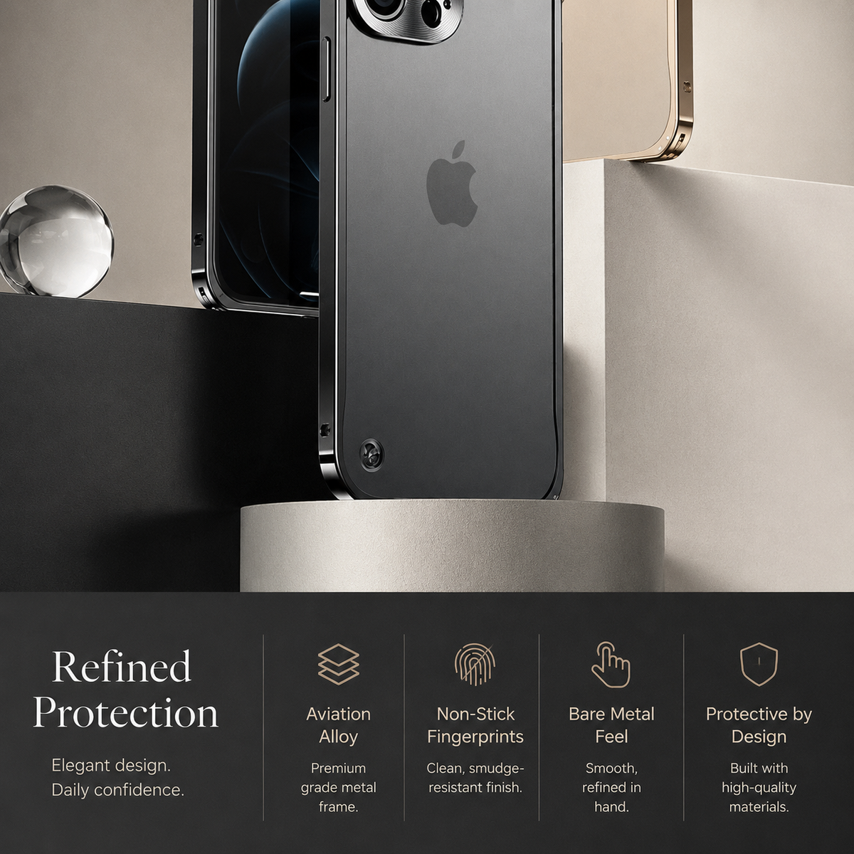 Premium iPhone Case MagSafe Compatible Aluminum Metal Frame Cover Shockproof Full Protection Slim Design