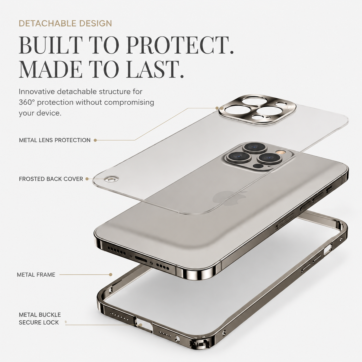 Premium iPhone Case MagSafe Compatible Aluminum Metal Frame Cover Shockproof Full Protection Slim Design