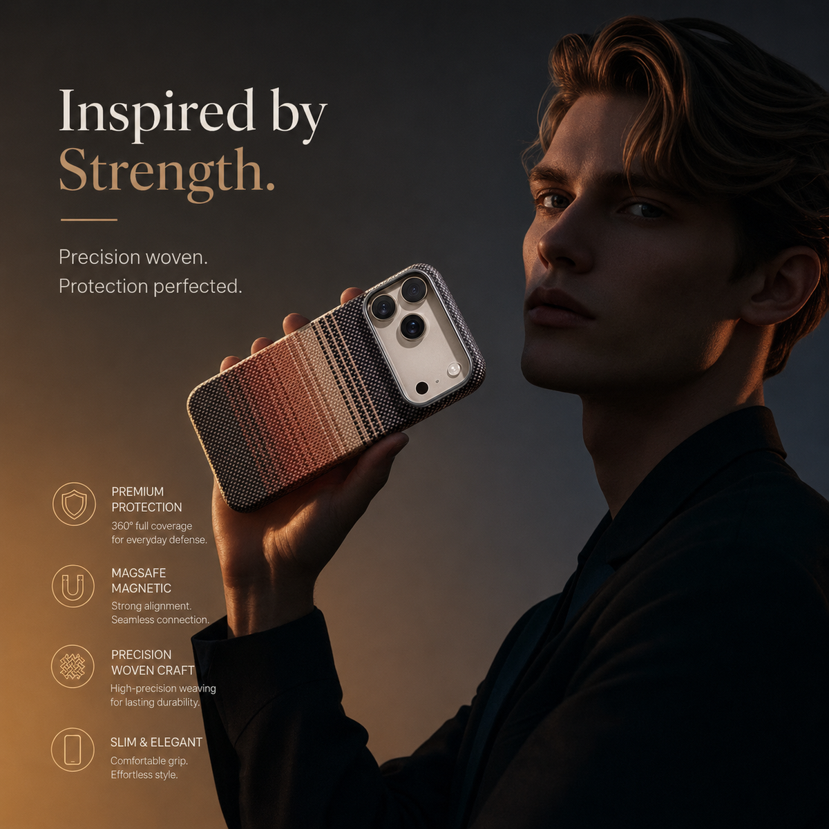 Premium iPhone Case MagSafe Compatible Aramid Carbon Fiber Cover Ultra Thin Lightweight Shockproof Protection