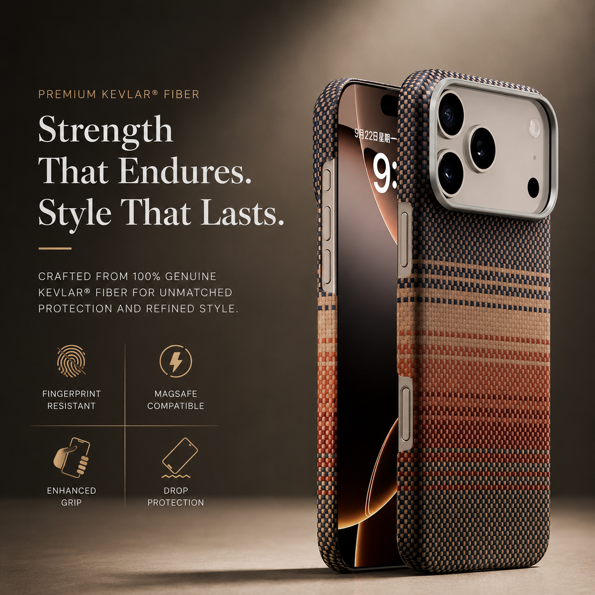 Premium iPhone Case MagSafe Compatible Aramid Carbon Fiber Cover Ultra Thin Lightweight Shockproof Protection