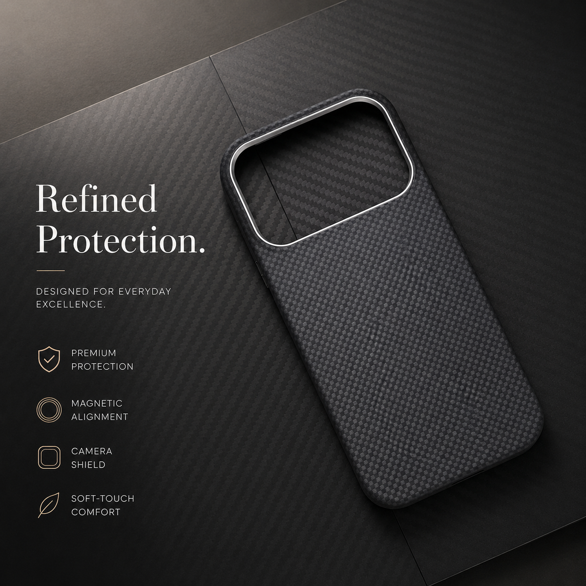 Premium iPhone Case MagSafe Compatible Aramid Carbon Fiber Cover Ultra Thin Lightweight Shockproof Protection