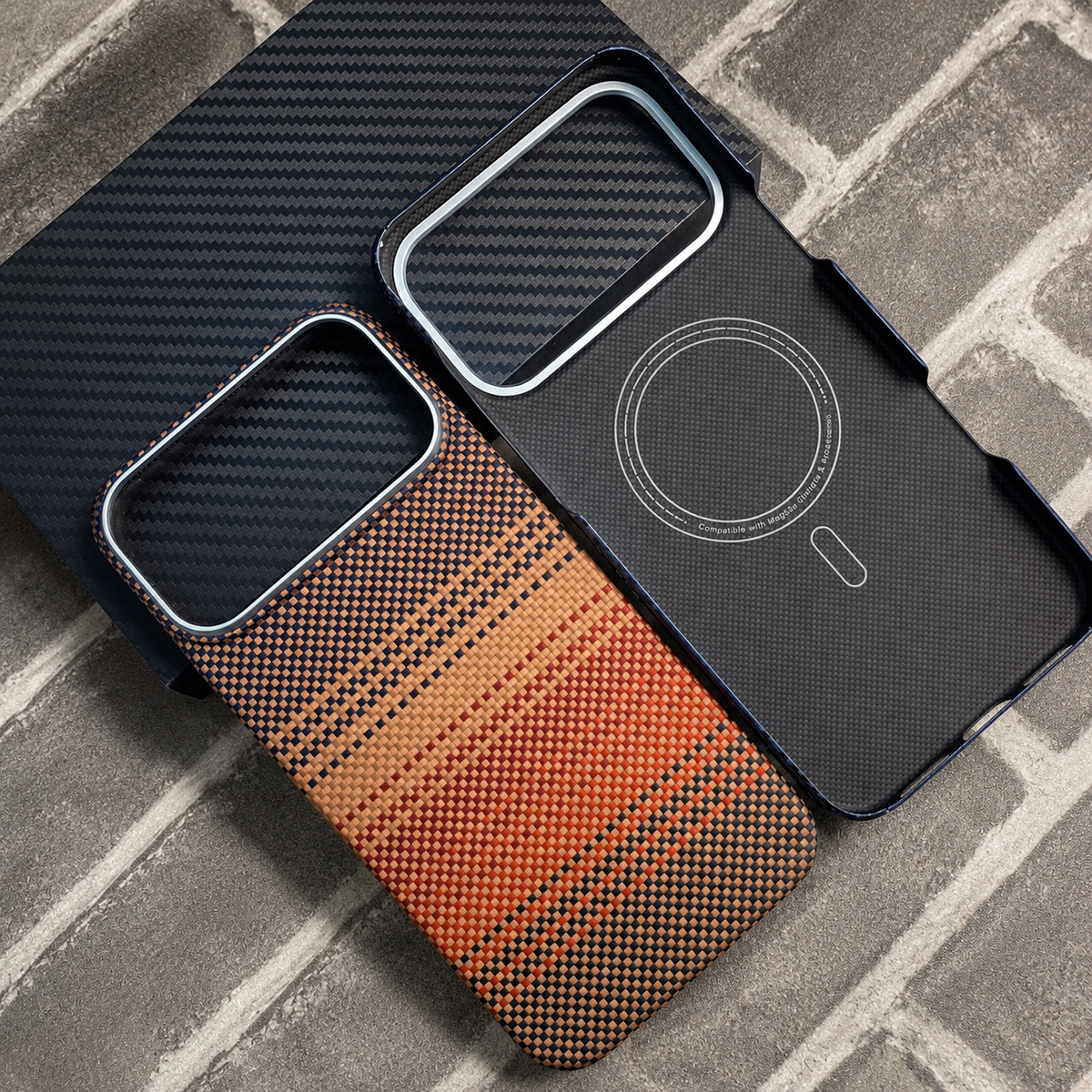 Premium iPhone Case MagSafe Compatible Aramid Carbon Fiber Cover Ultra Thin Lightweight Shockproof Protection