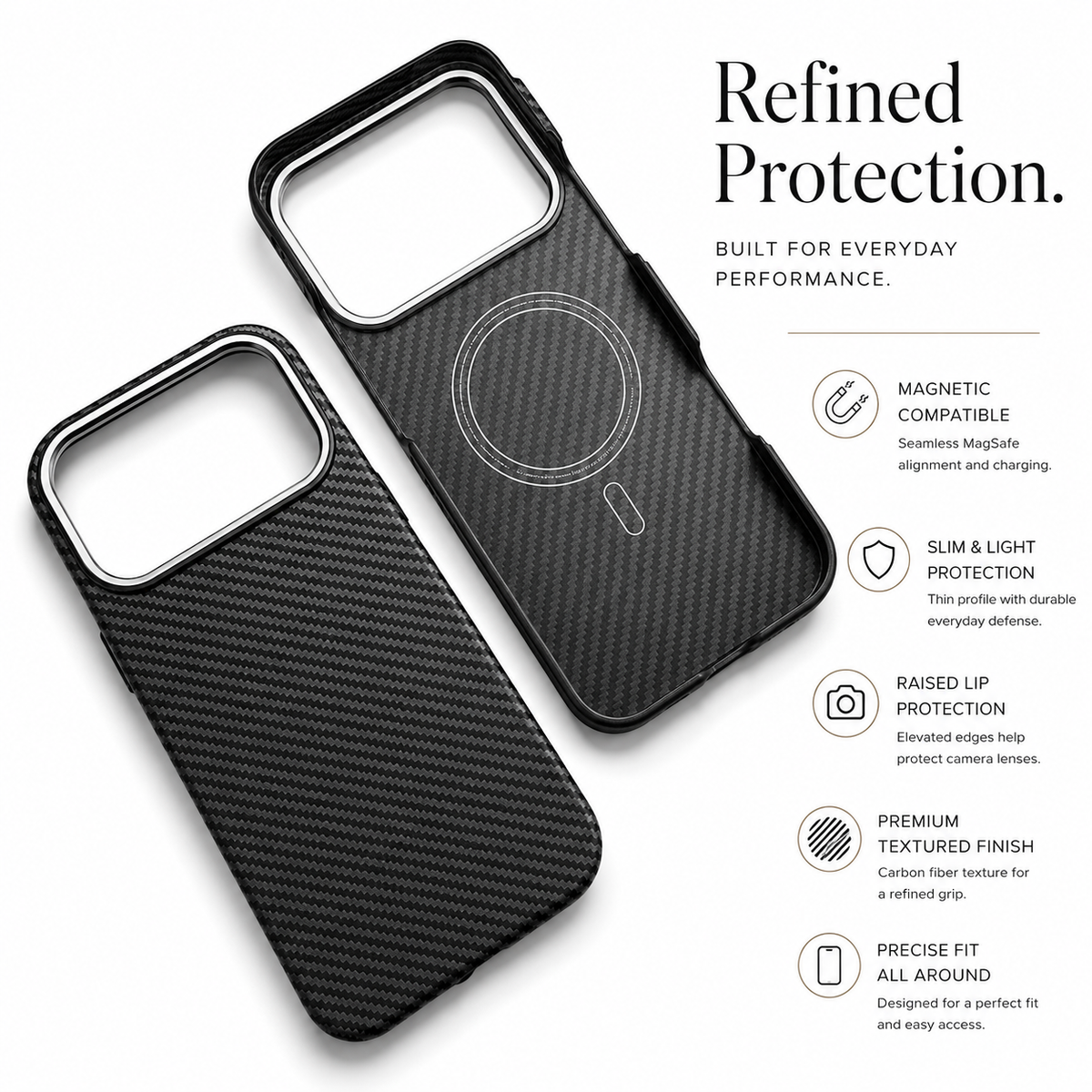 Premium iPhone Case MagSafe Compatible Aramid Carbon Fiber Cover Ultra Thin Shockproof Protection
