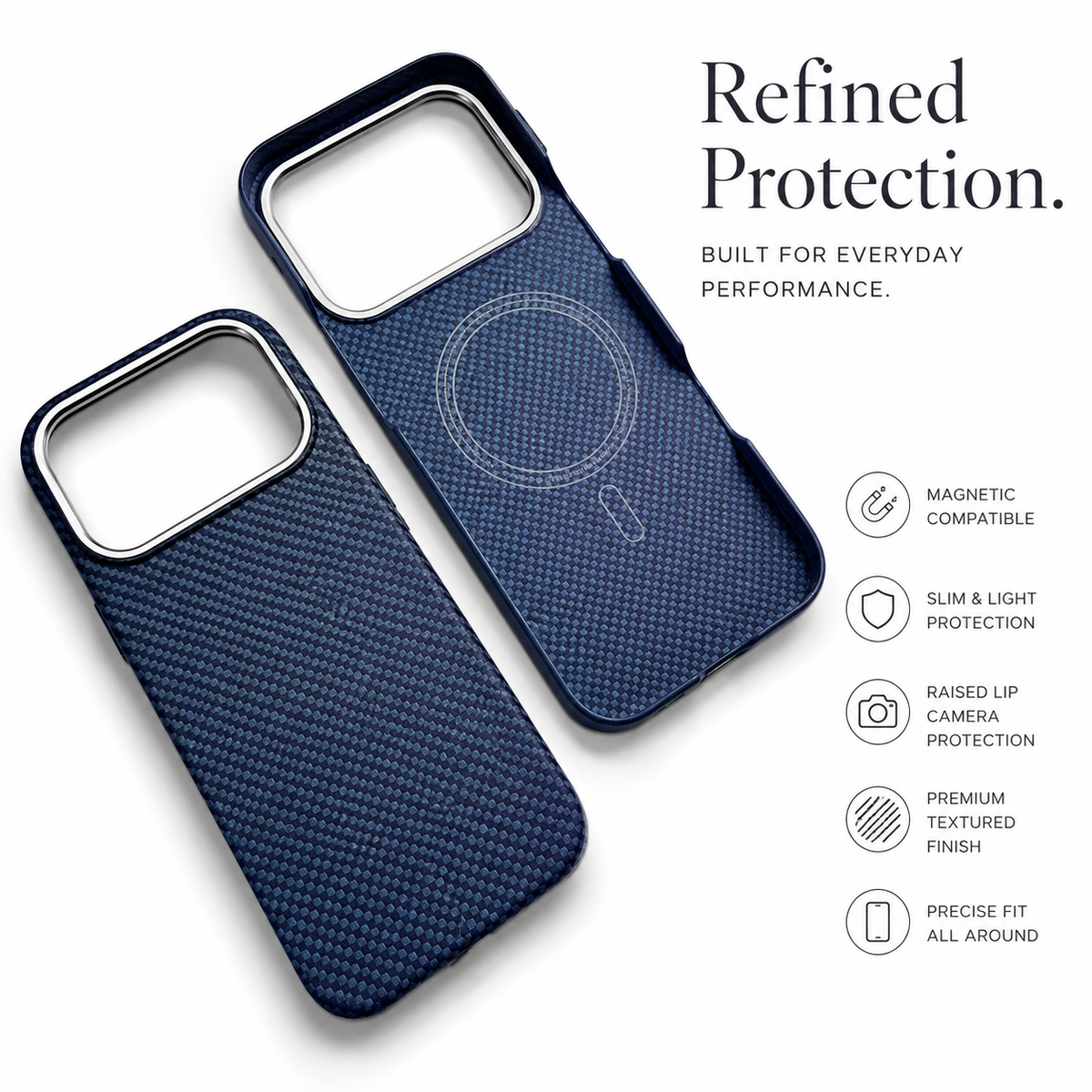 Premium iPhone Case MagSafe Compatible Aramid Carbon Fiber Cover Ultra Thin Shockproof Protection