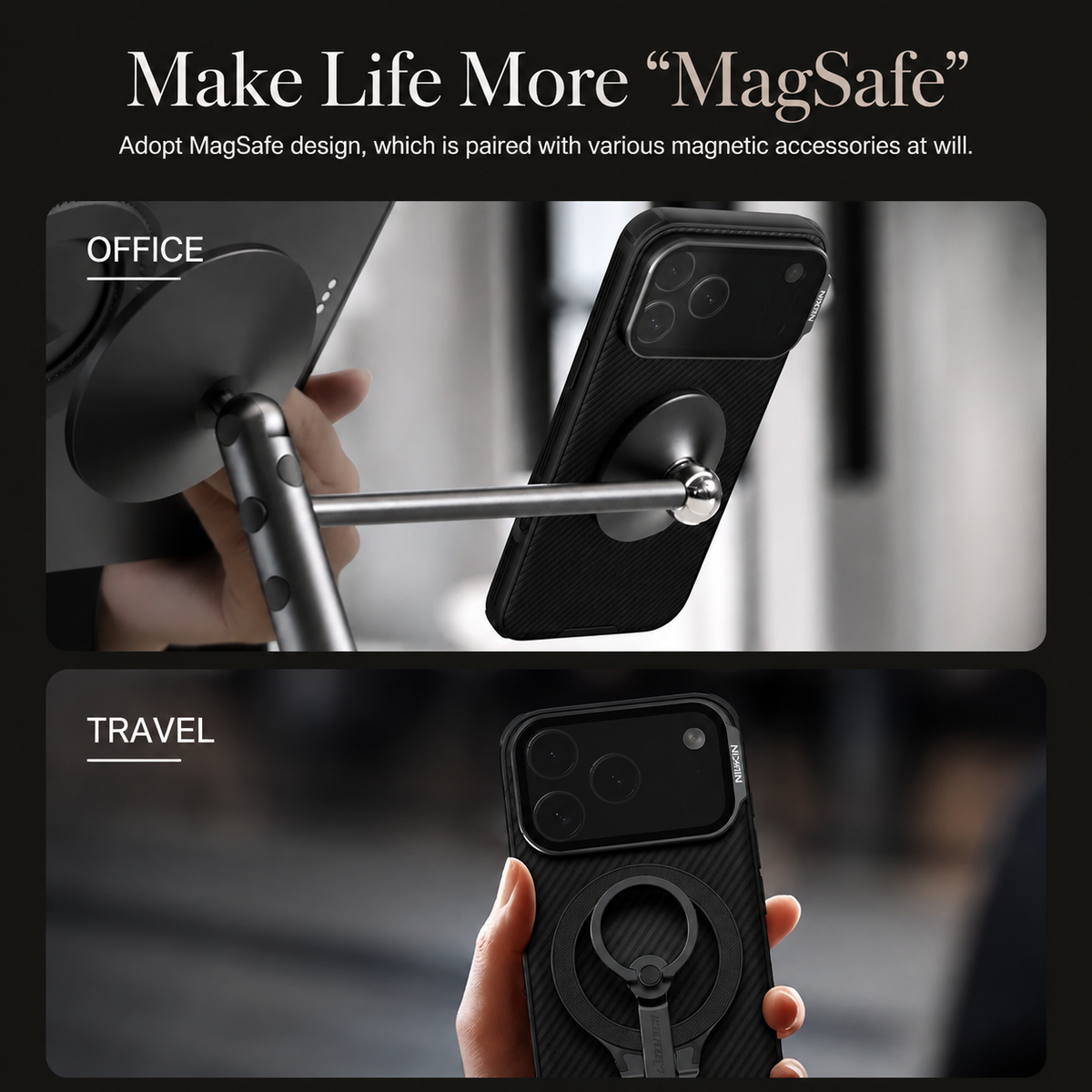 Premium iPhone Case MagSafe Compatible CamShield Lens Stand Cover Shockproof Rugged Protection