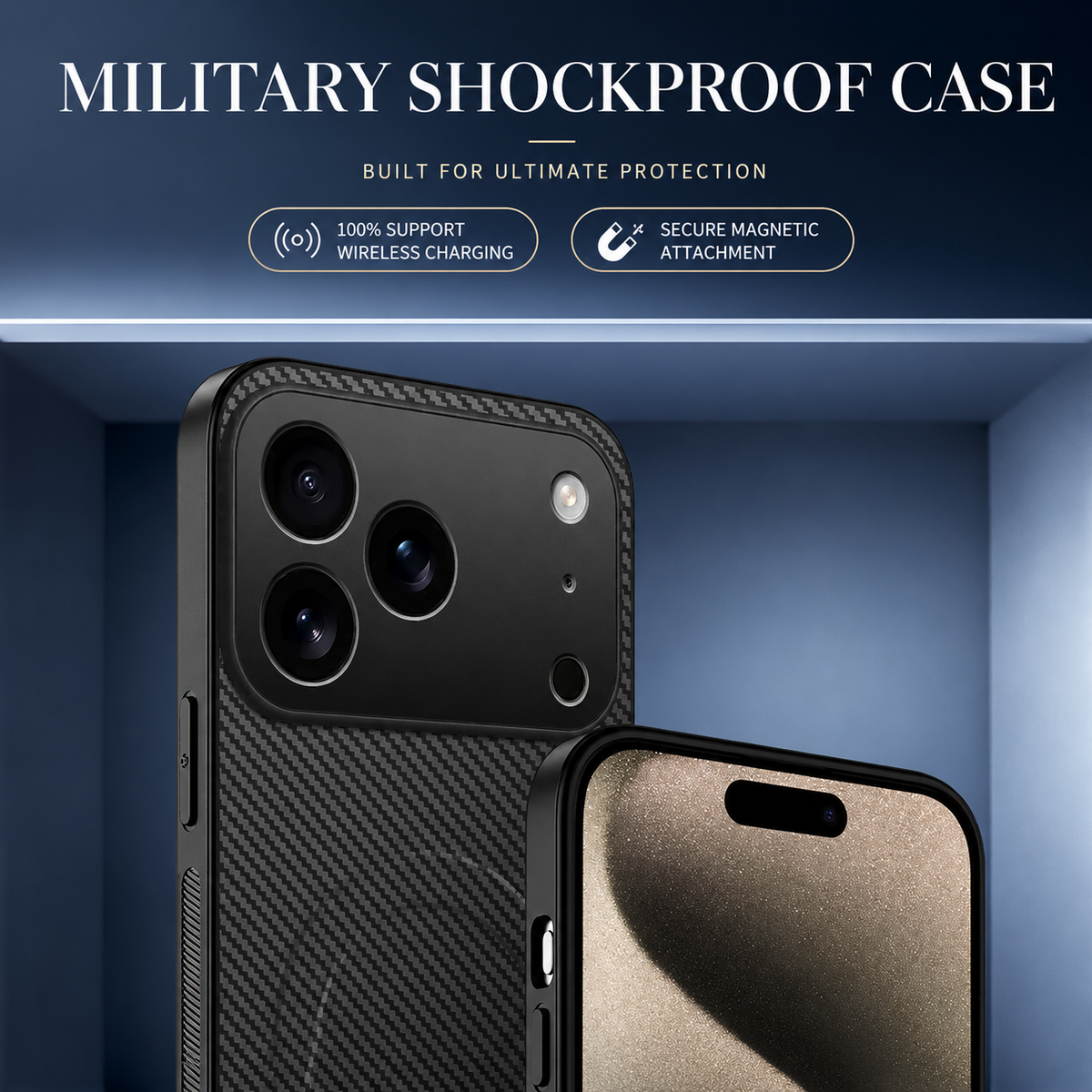 Premium iPhone Case MagSafe Compatible Carbon Fiber Cover Ultra Thin Shockproof Protection