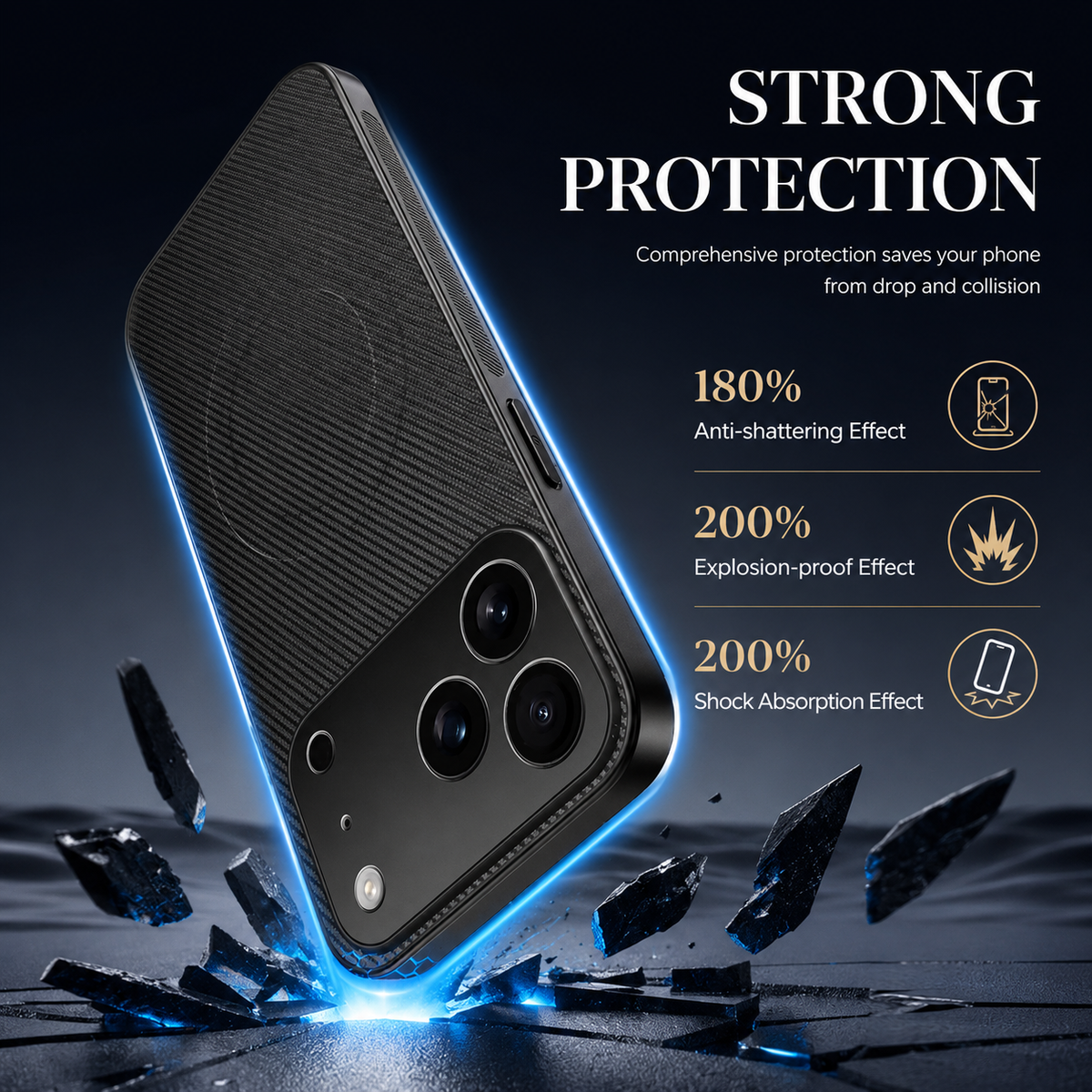 Premium iPhone Case MagSafe Compatible Carbon Fiber Cover Ultra Thin Shockproof Protection