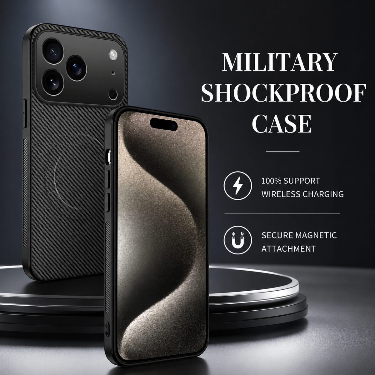 Premium iPhone Case MagSafe Compatible Carbon Fiber Cover Ultra Thin Shockproof Protection