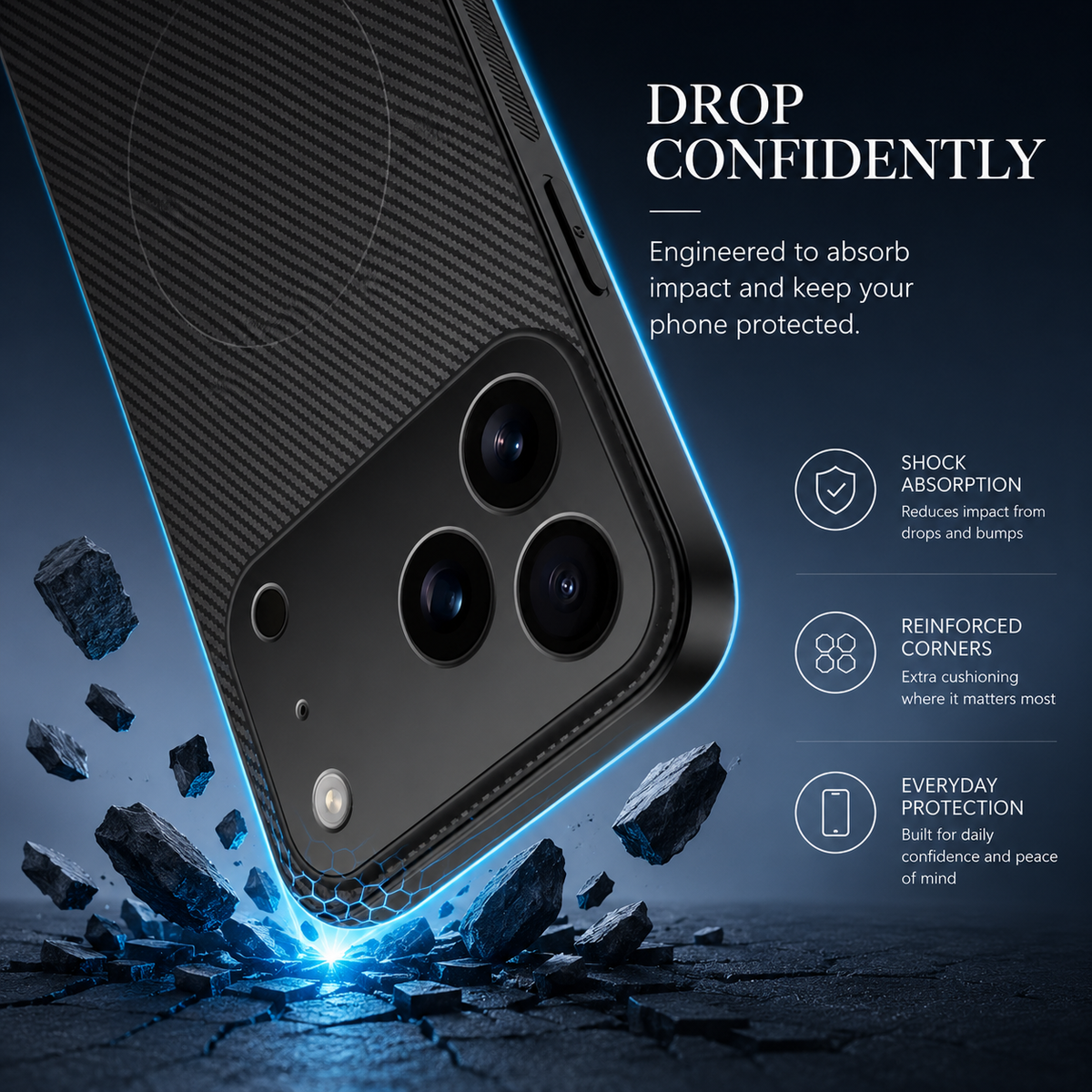 Premium iPhone Case MagSafe Compatible Carbon Fiber Cover Ultra Thin Shockproof Protection