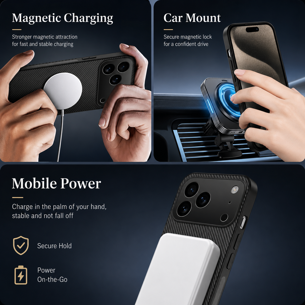 Premium iPhone Case MagSafe Compatible Carbon Fiber Cover Ultra Thin Shockproof Protection