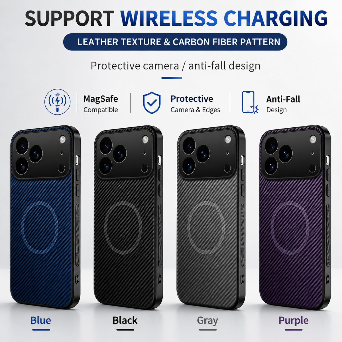 Premium iPhone Case MagSafe Compatible Carbon Fiber Cover Ultra Thin Shockproof Protection