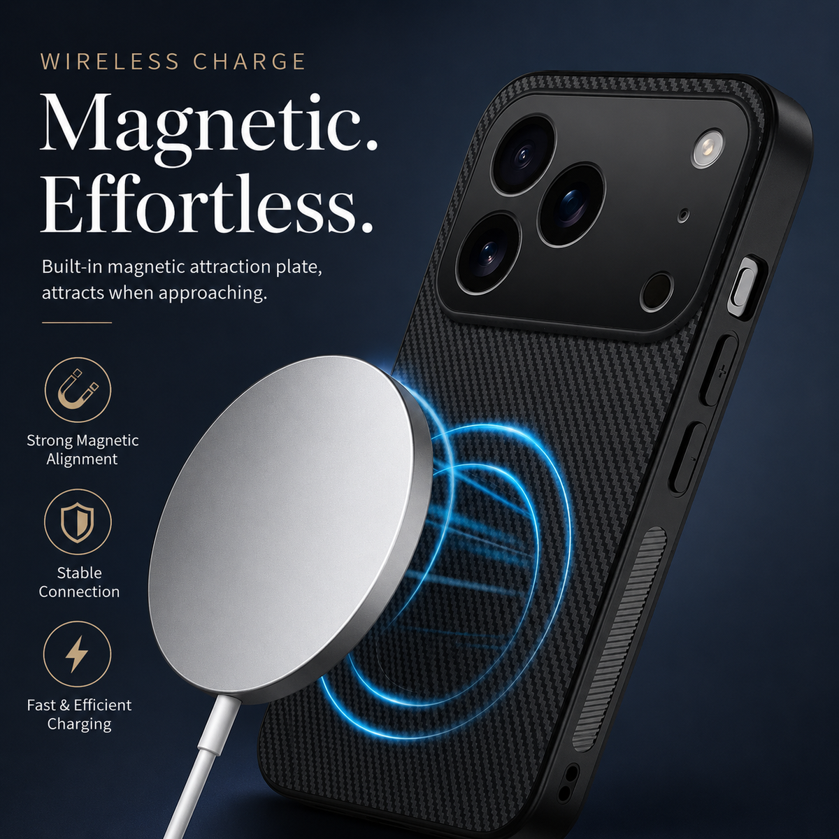 Premium iPhone Case MagSafe Compatible Carbon Fiber Cover Ultra Thin Shockproof Protection