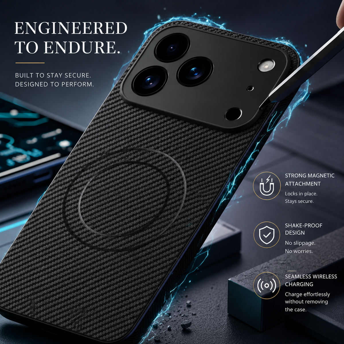Premium iPhone Case MagSafe Compatible Carbon Fiber Cover Ultra Thin Shockproof Protection