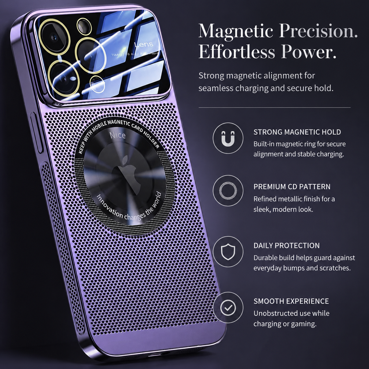 Premium iPhone Case MagSafe Compatible Cooling Mesh Cover Shockproof PC TPU Camera Lens Protection