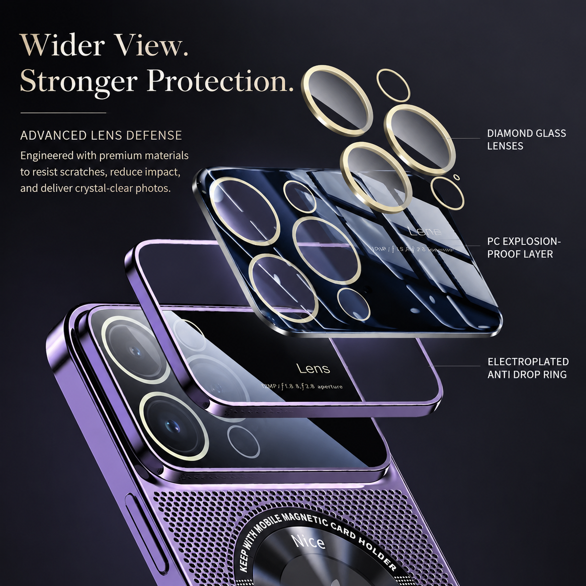 Premium iPhone Case MagSafe Compatible Cooling Mesh Cover Shockproof PC TPU Camera Lens Protection