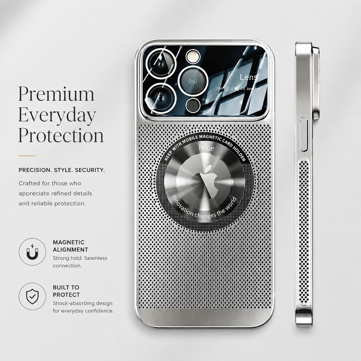 Premium iPhone Case MagSafe Compatible Cooling Mesh Cover Shockproof PC TPU Camera Lens Protection