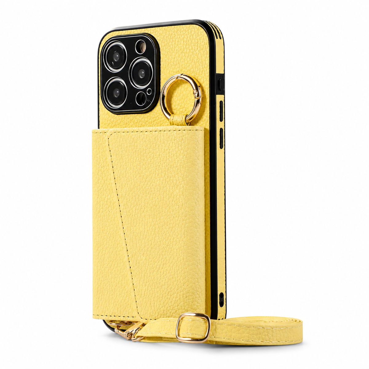 Premium iPhone Case MagSafe Compatible Crossbody Wallet Cover PU Leather Card Slots Ring Holder Full Protection
