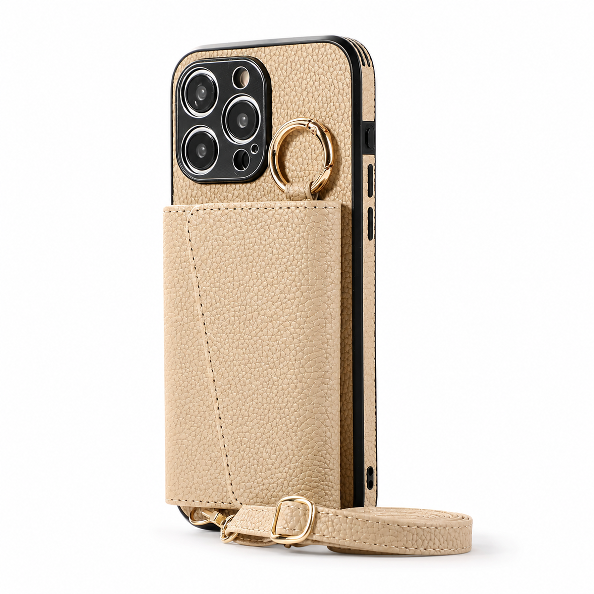 Premium iPhone Case MagSafe Compatible Crossbody Wallet Cover PU Leather Card Slots Ring Holder Full Protection