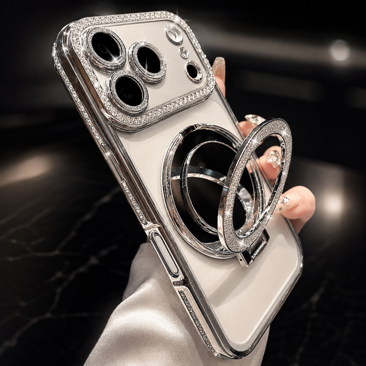 Premium iPhone Case MagSafe Compatible Diamond Mirror Glitter Cover Transparent Protection