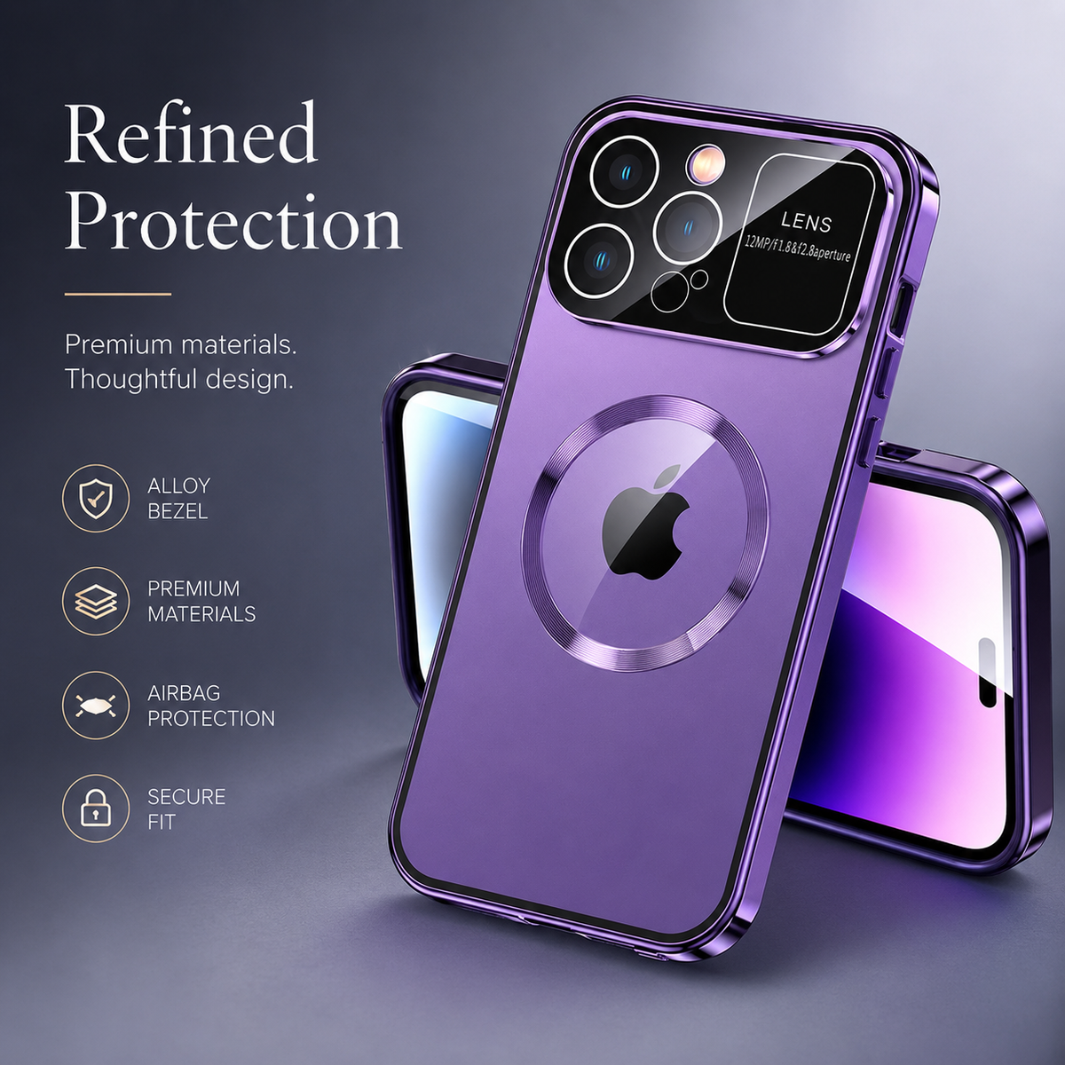 Premium iPhone Case MagSafe Compatible Double-Sided Tempered Glass Cover Magnetic Frame Protection