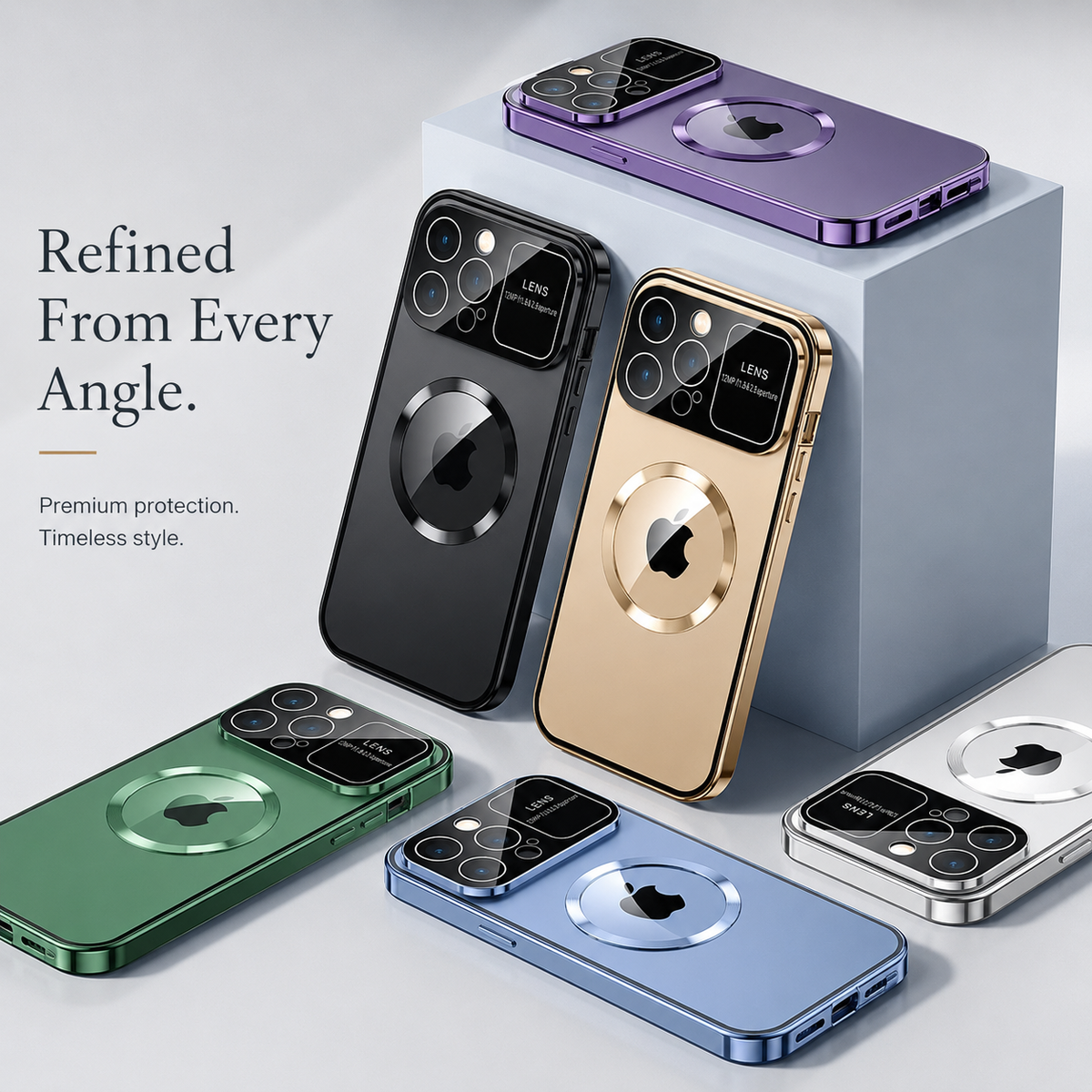 Premium iPhone Case MagSafe Compatible Double-Sided Tempered Glass Cover Magnetic Frame Protection