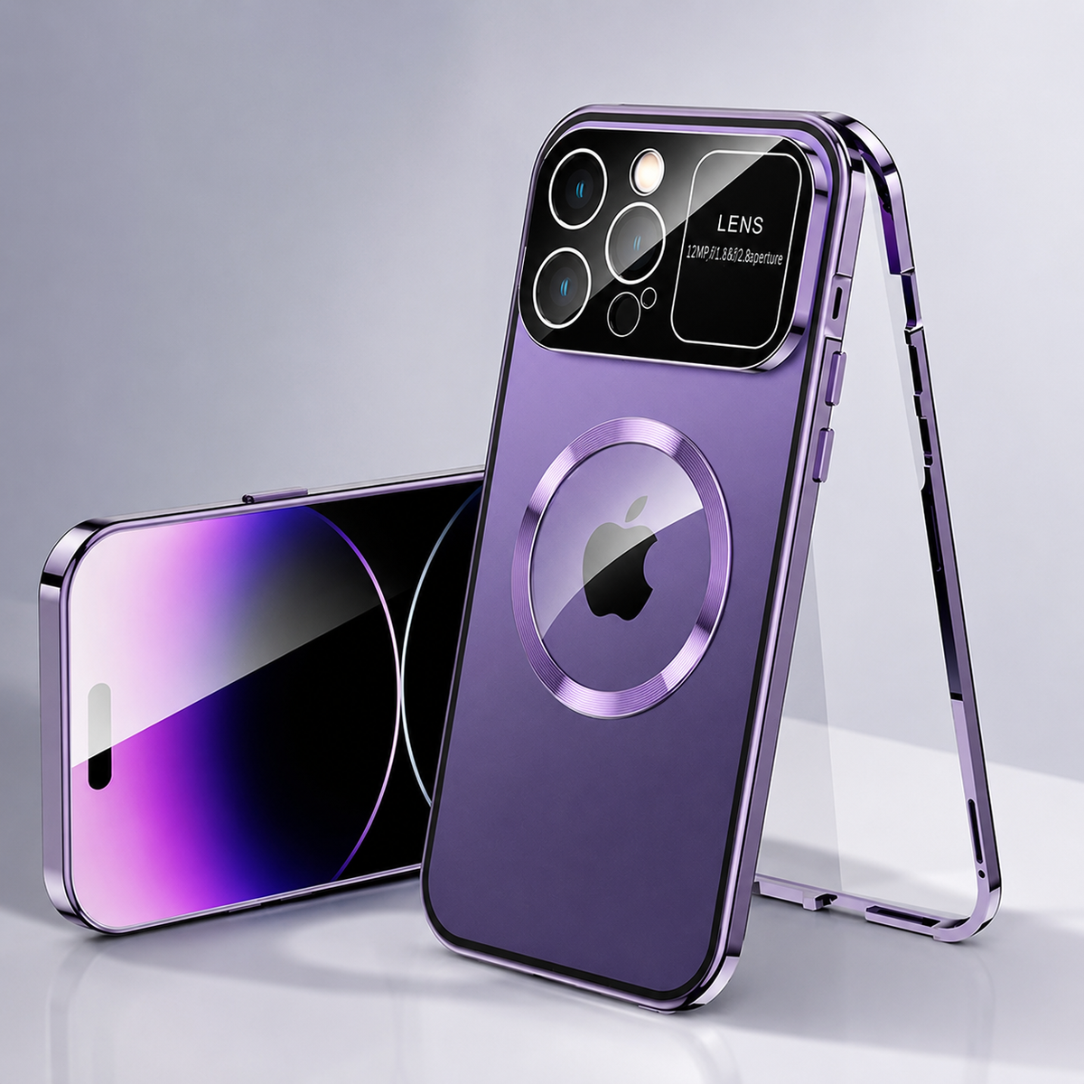 Premium iPhone Case MagSafe Compatible Double-Sided Tempered Glass Cover Magnetic Frame Protection