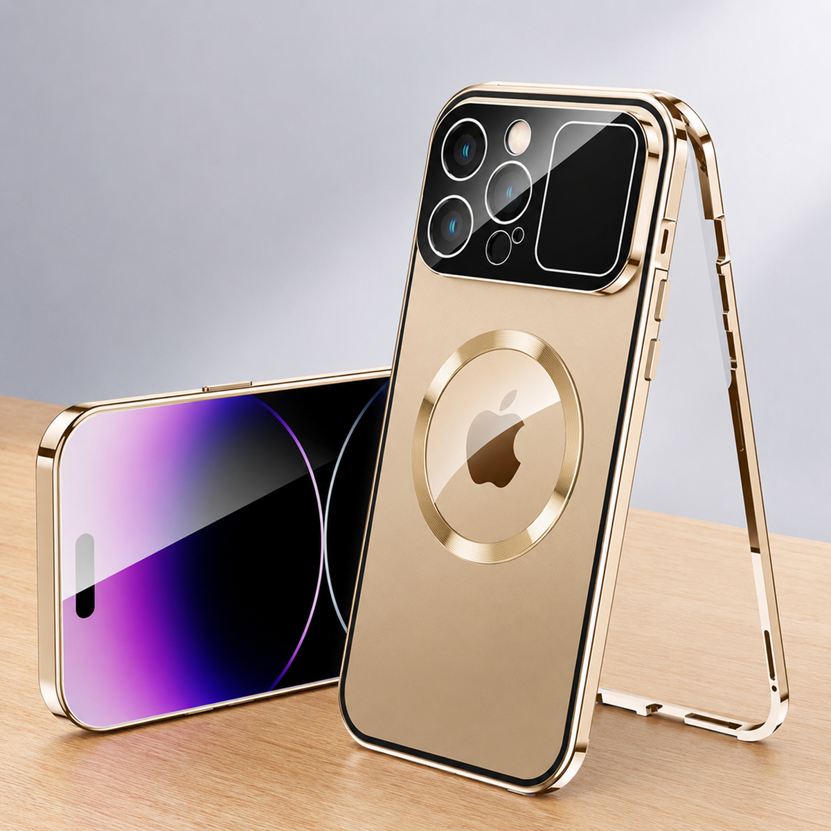Premium iPhone Case MagSafe Compatible Double-Sided Tempered Glass Cover Magnetic Frame Protection