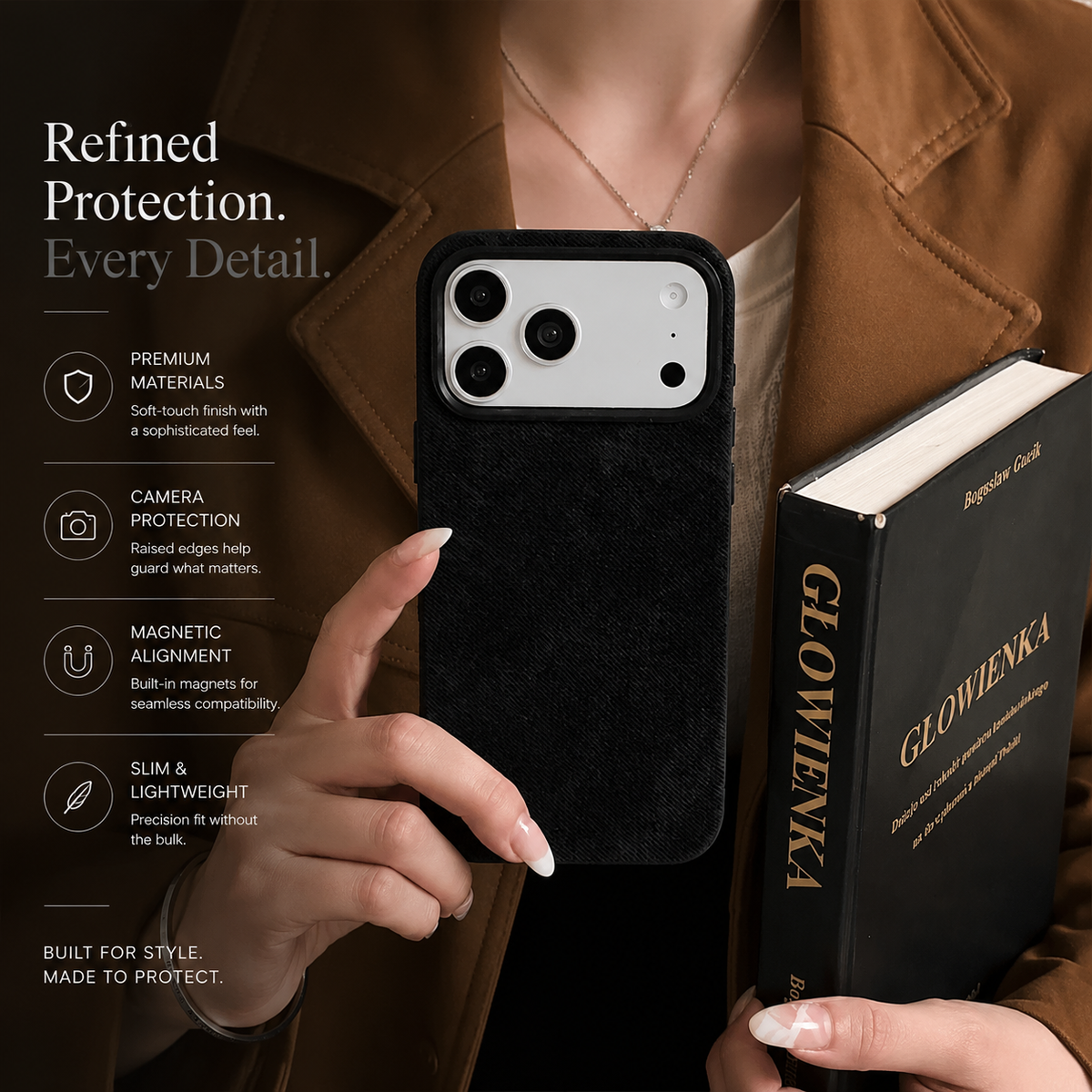Premium iPhone Case MagSafe Compatible Fiber Leather Protective Cover Matte Anti Fingerprint Shockproof Slim Wireless Charging Full Coverage