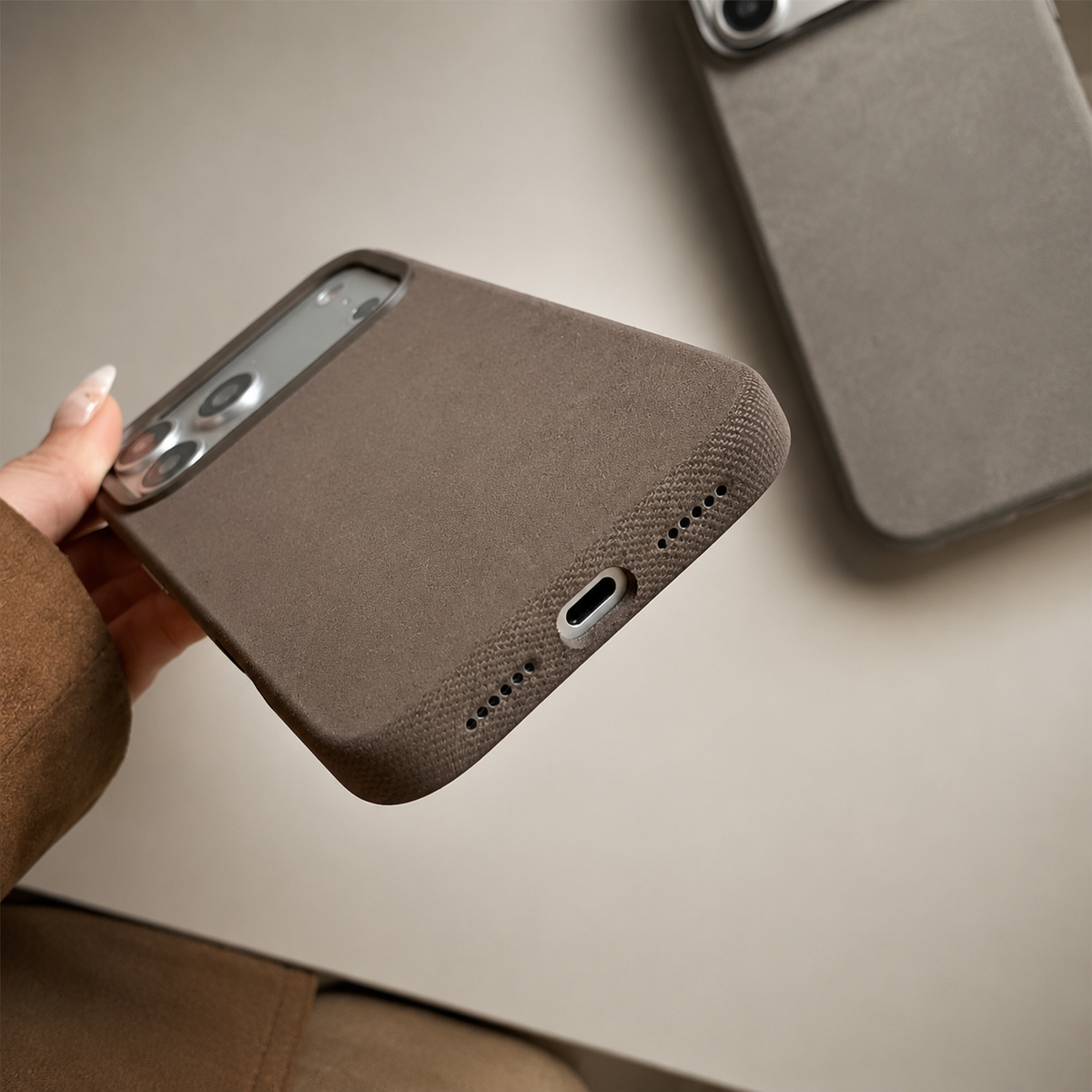 Premium iPhone Case MagSafe Compatible Fiber Leather Protective Cover Matte Anti Fingerprint Shockproof Slim Wireless Charging Full Coverage